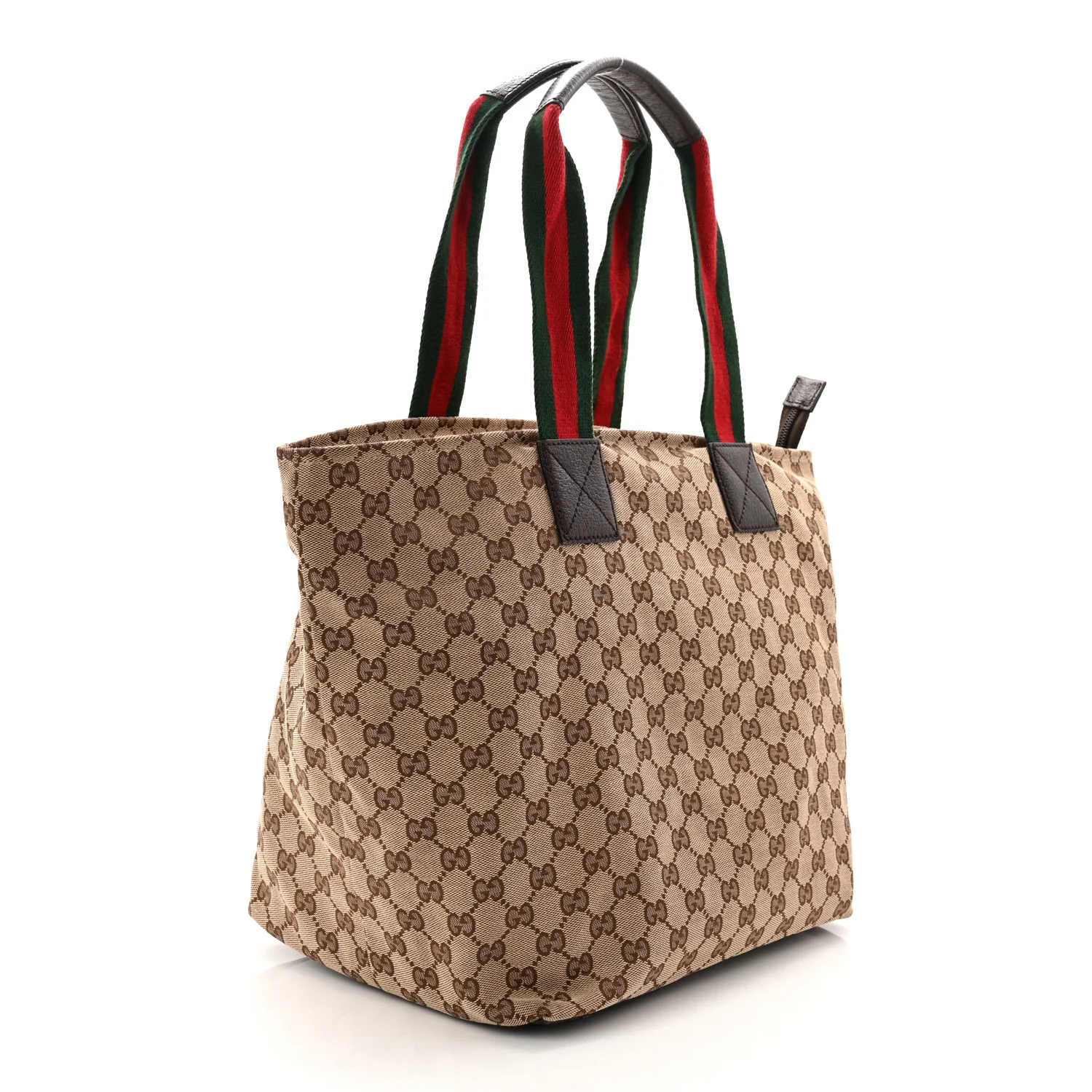 GG Monogram Large Web Handle Bucket Tote Dark Brown - Image 3