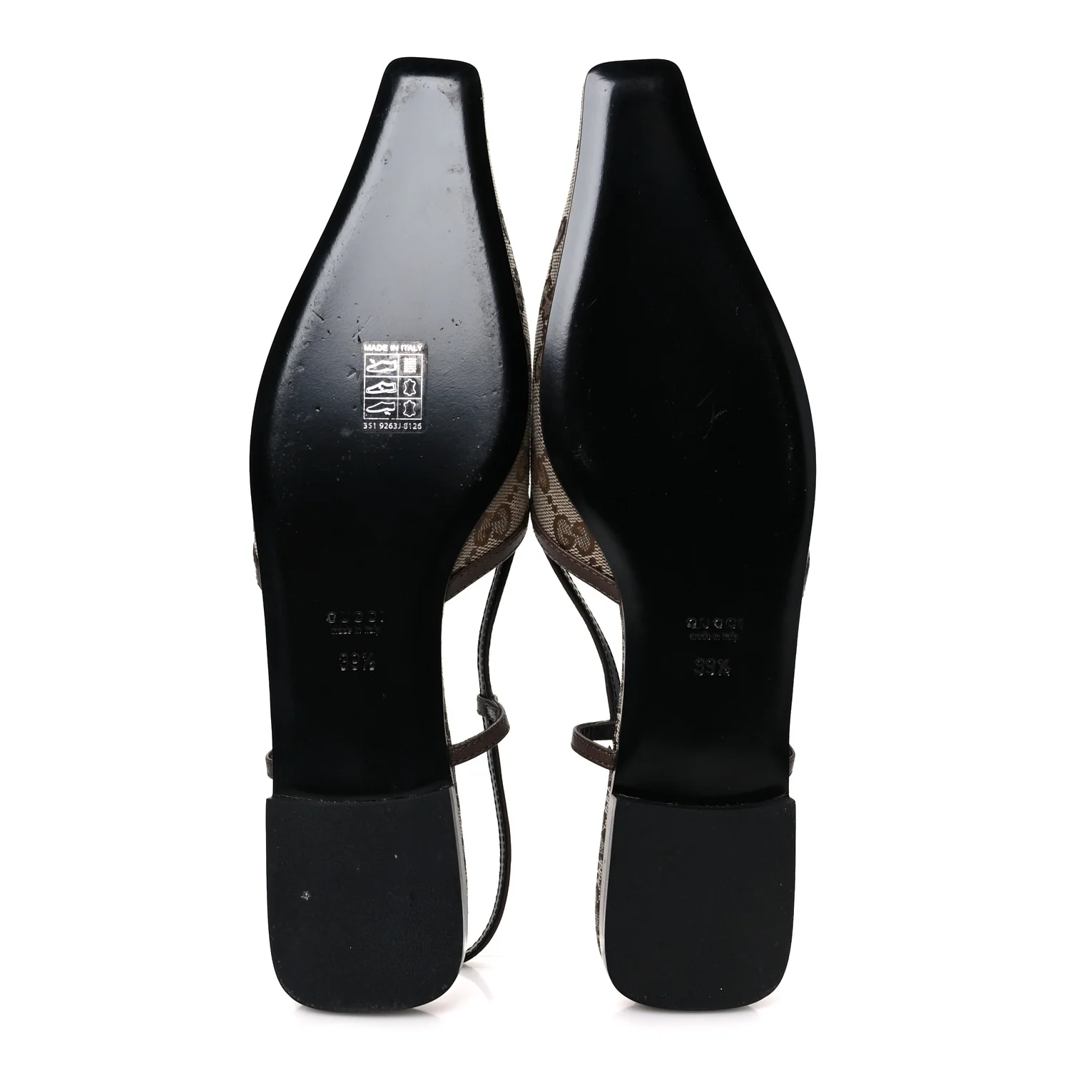 GG Monogram Malaga Kid Square G 35mm Slingback Pumps 39.5 Beige Ebony New Acero - Image 6