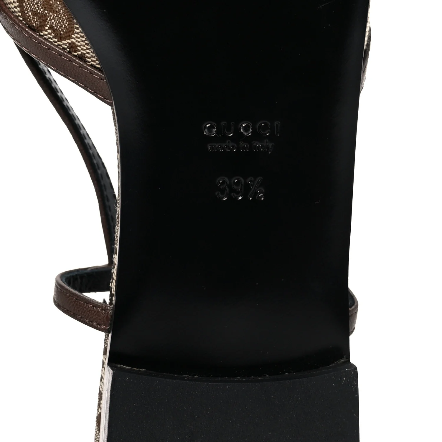 GG Monogram Malaga Kid Square G 35mm Slingback Pumps 39.5 Beige Ebony New Acero - Image 8