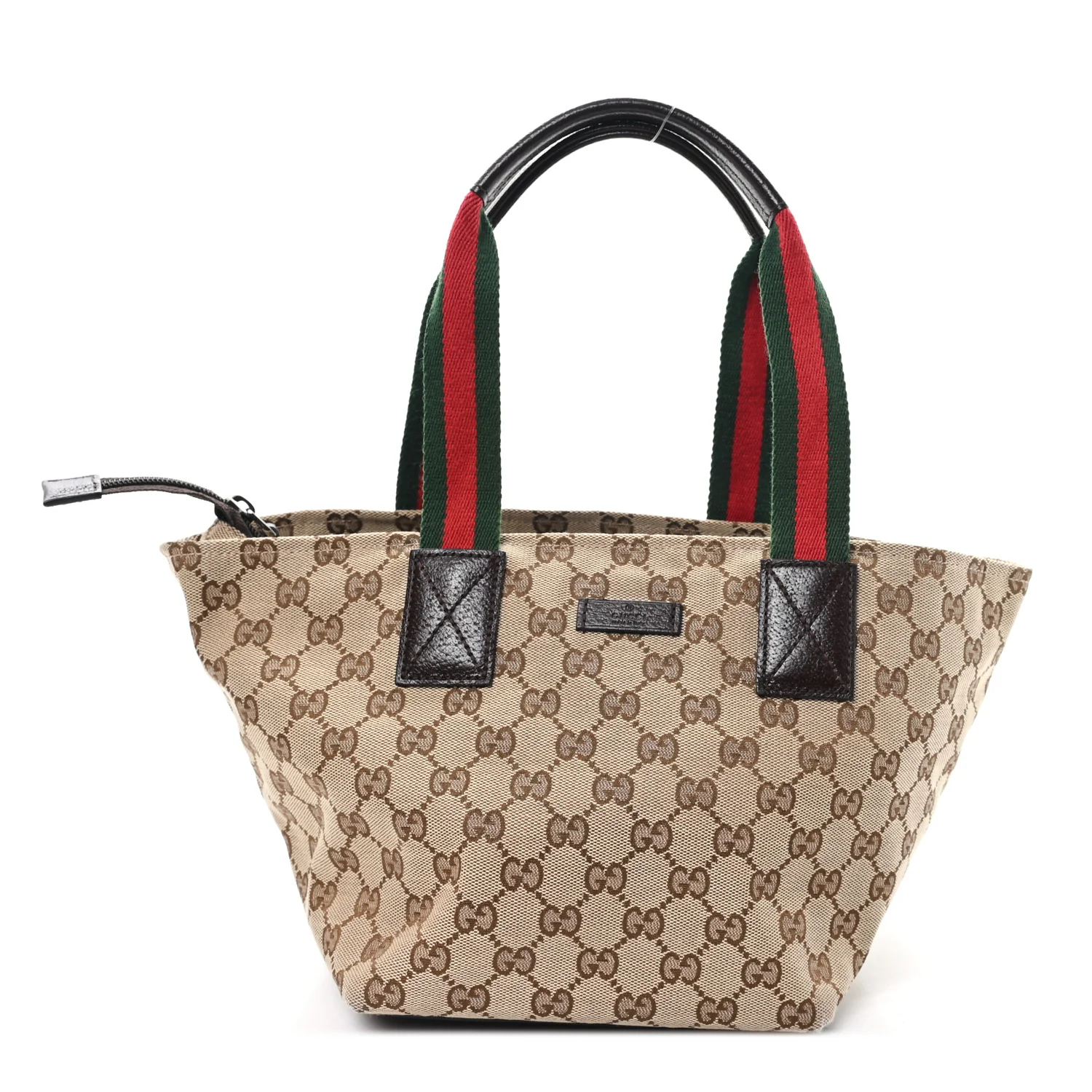 GG Monogram Medium Web Handle Bucket Tote Dark Brown