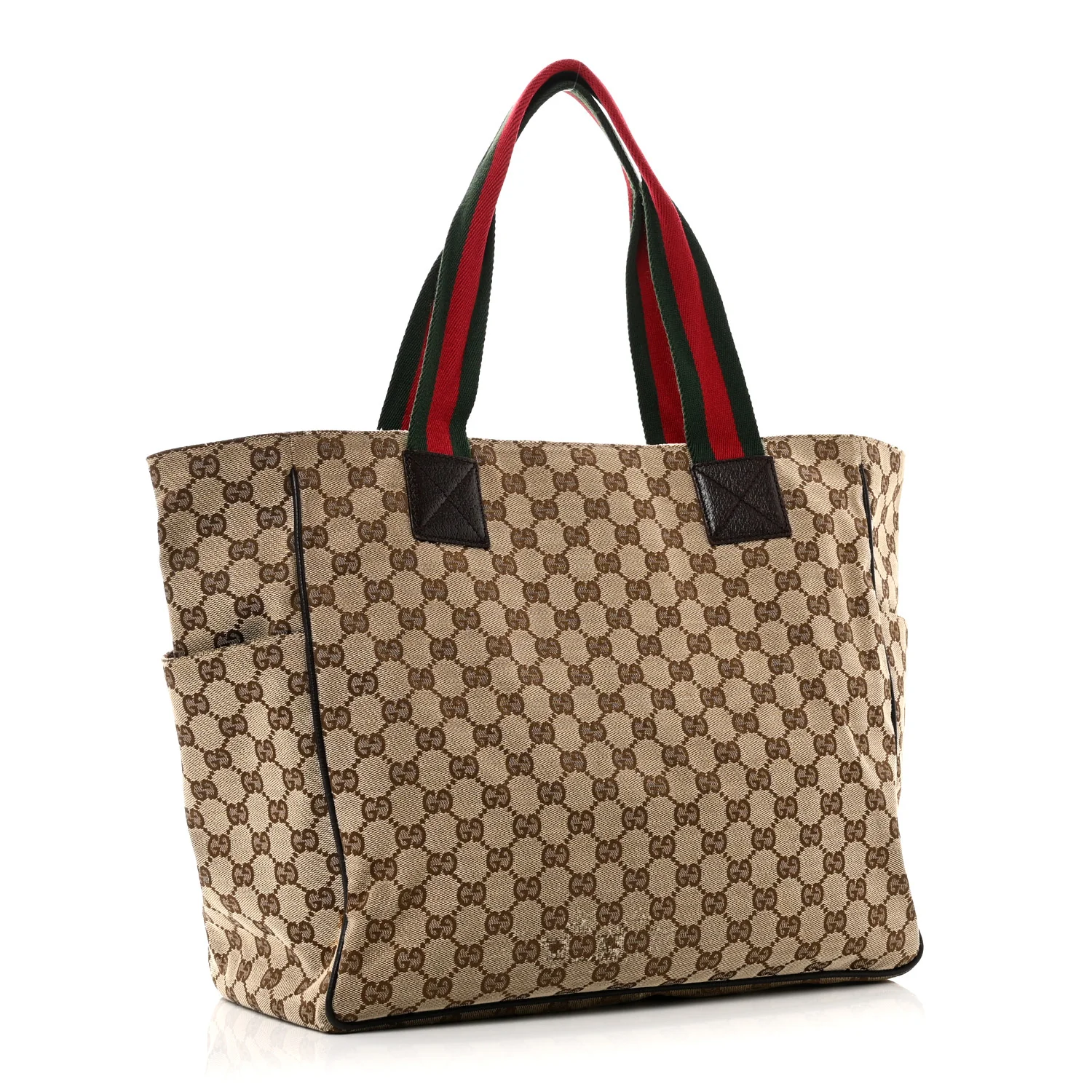 GG Monogram Medium Web Handle Double Pocket Tote Brown - Image 3