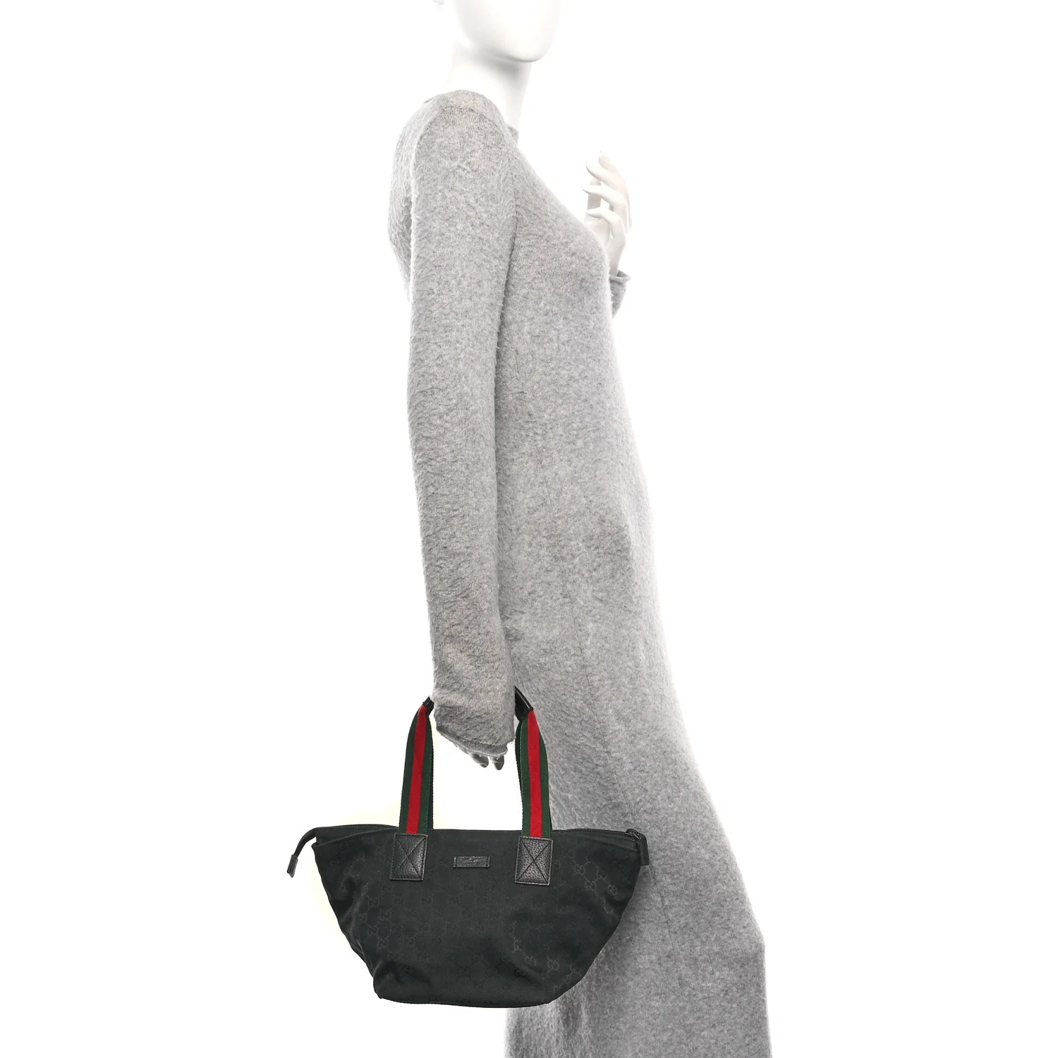 GG Monogram Small Web Handle Bucket Tote Black - Image 2