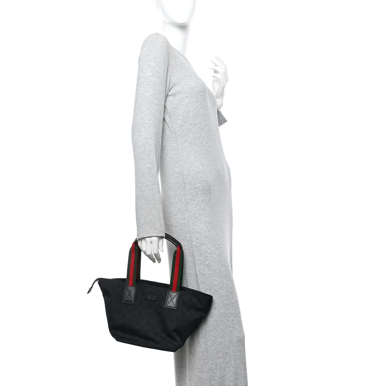 GG Monogram Small Web Handle Bucket Tote Black - Image 2
