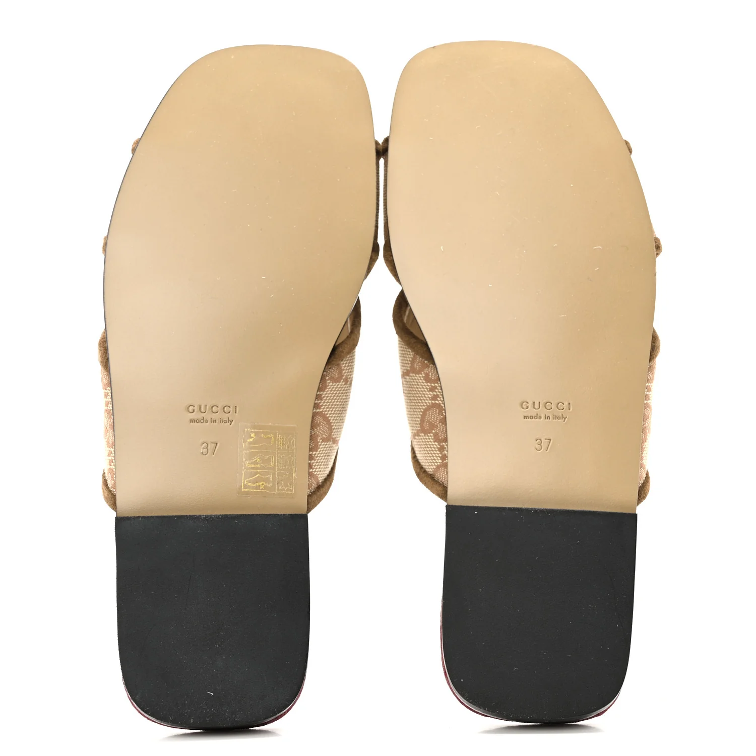 GG Monogram Suede Womens Criss Cross Slide Sandals 37 Beige Ruggine Cuir - Image 6