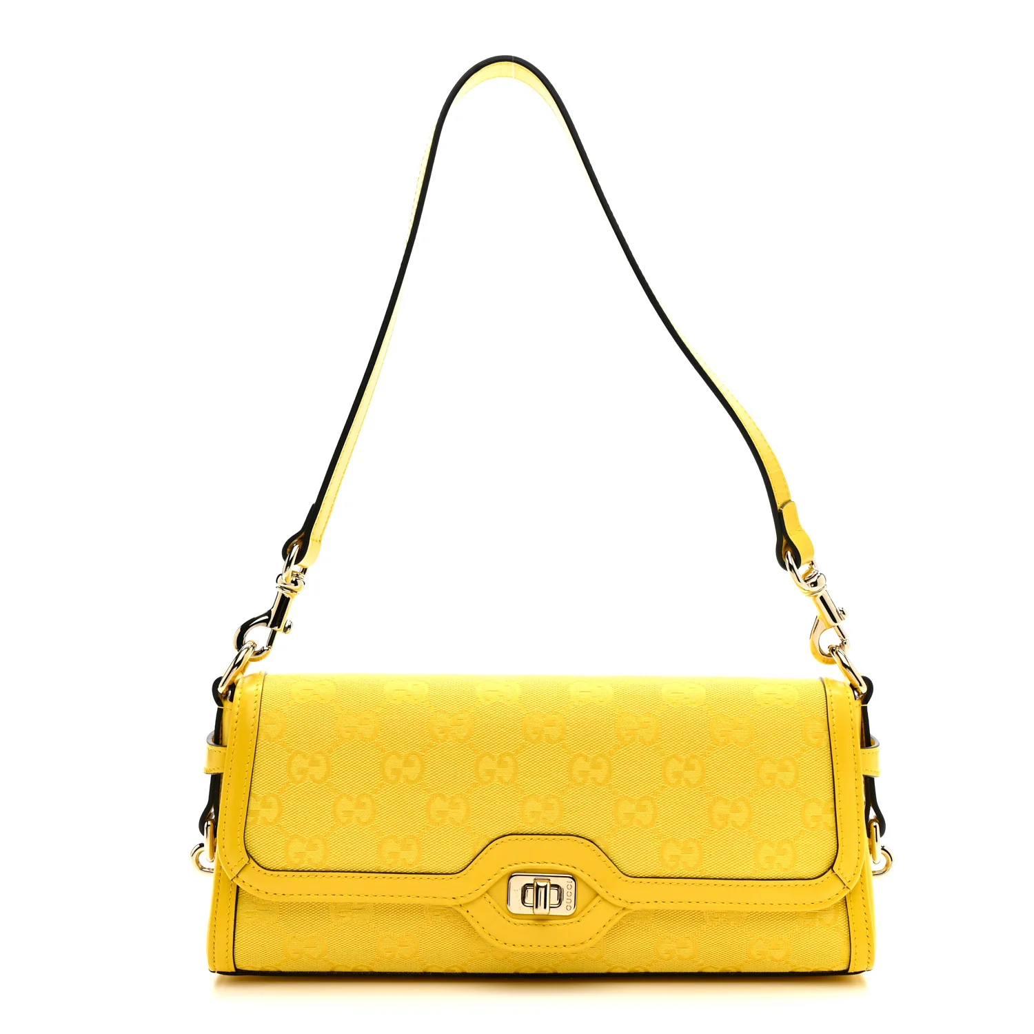 GG Monogram Textured Dollar Calfskin Small Luce Shoulder Bag Yellow