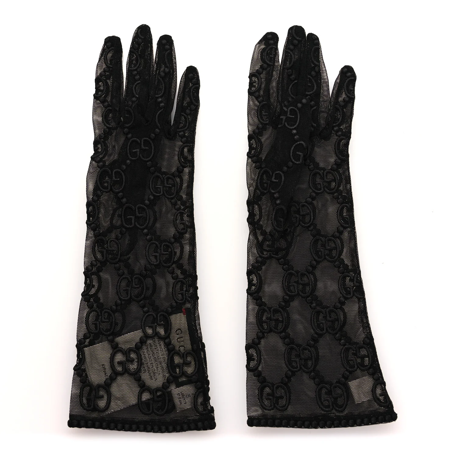 GG Monogram Tule Sheer Gloves S Black - Image 2