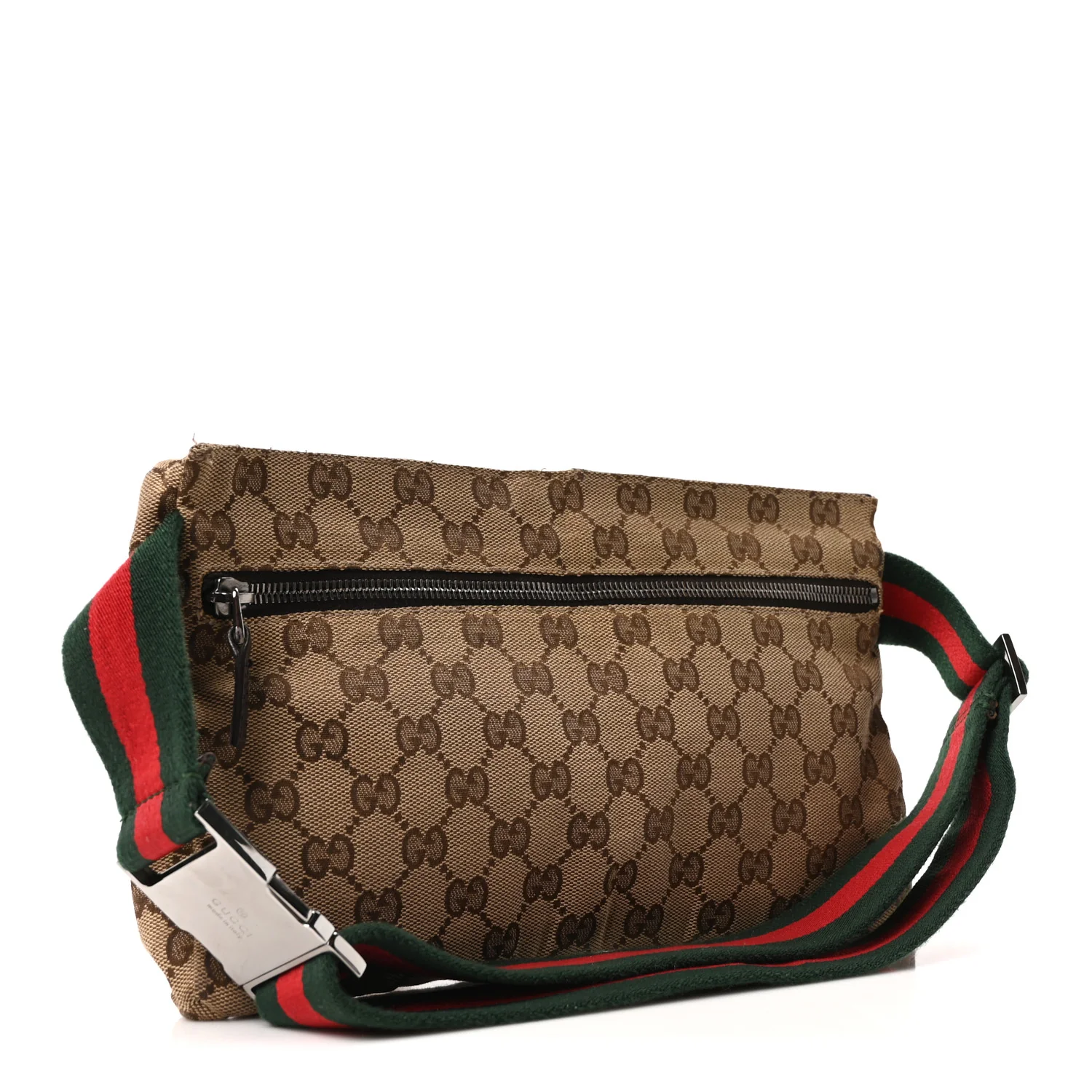 GG Monogram Web Double Pocket Belt Bag Dark Brown - Image 3