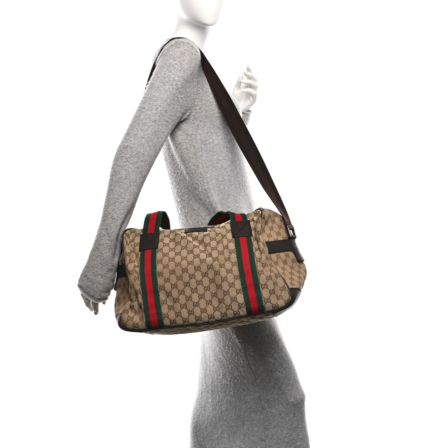 GG Monogram Web Duffle Bag Dark Brown - Image 2