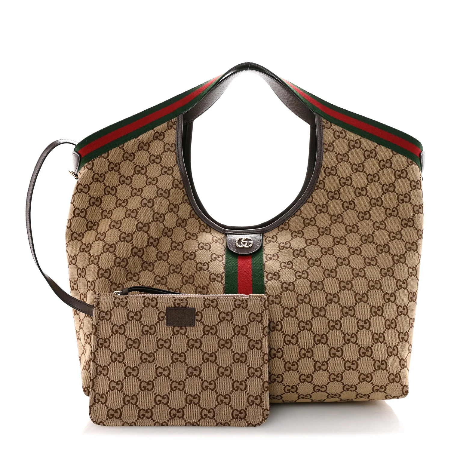 GG Monogram Web Large Giglio Tote Beige Brown - Image 3