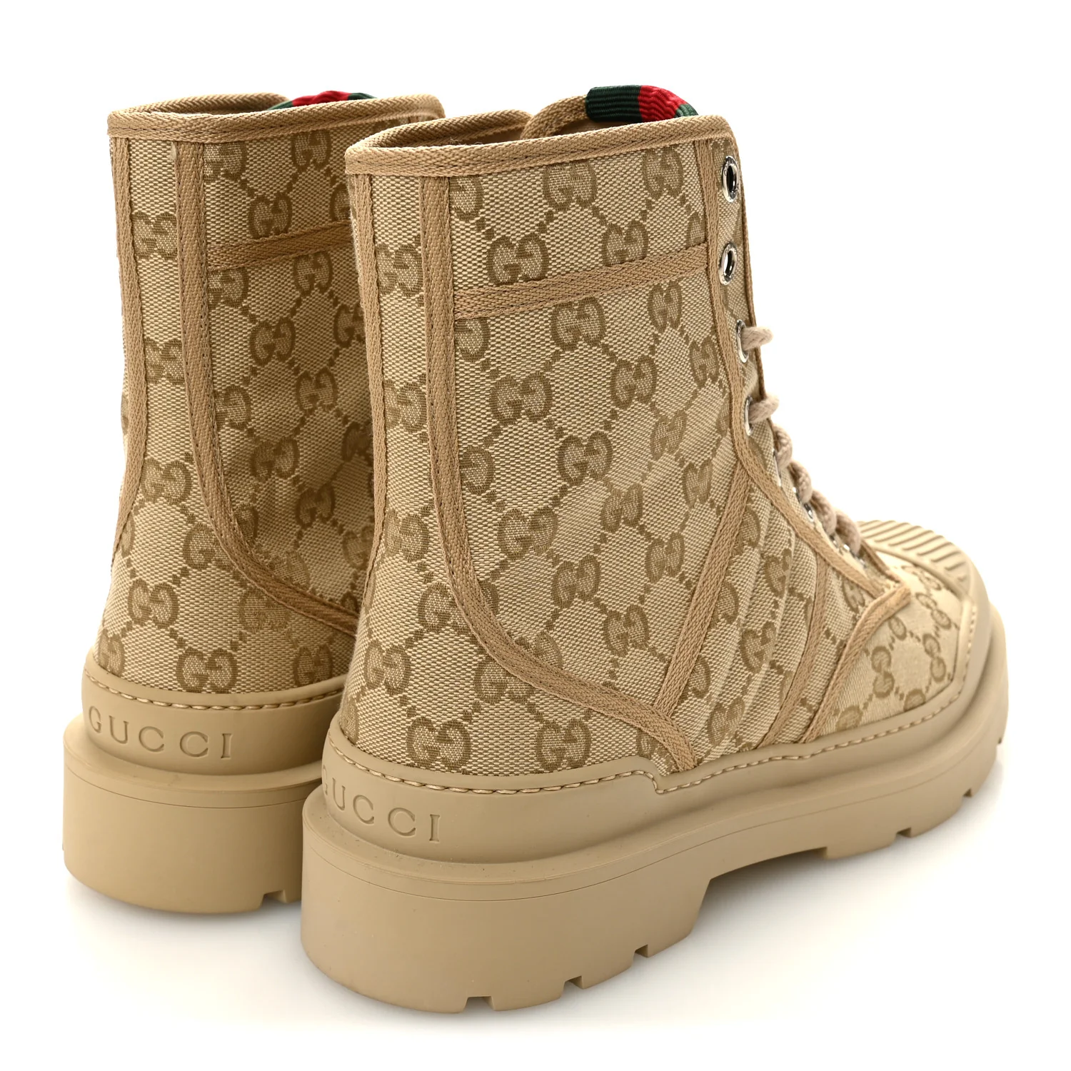 GG Monogram Web Mens Lug Sole Ankle Boots 8.5 New Sand - Image 5
