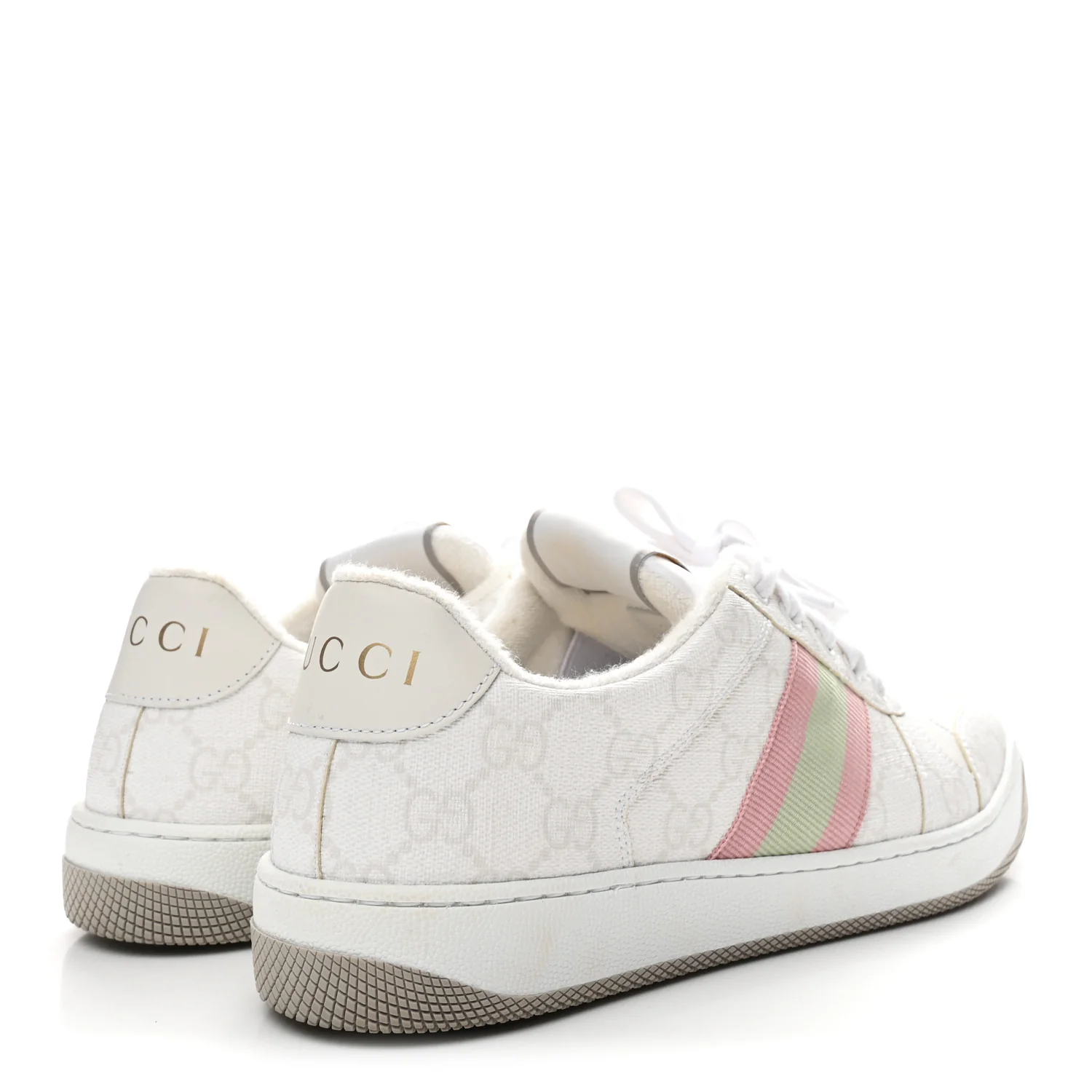 GG Monogram Web Screener Sneakers 38 White Grey Pink - Image 5
