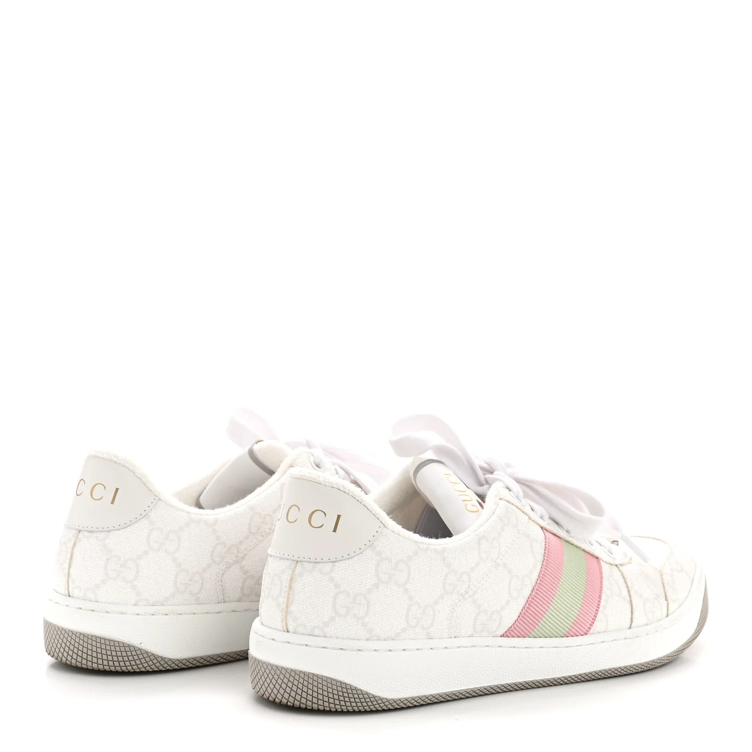 GG Monogram Web Screener Sneakers 38 White Grey Pink - Image 5