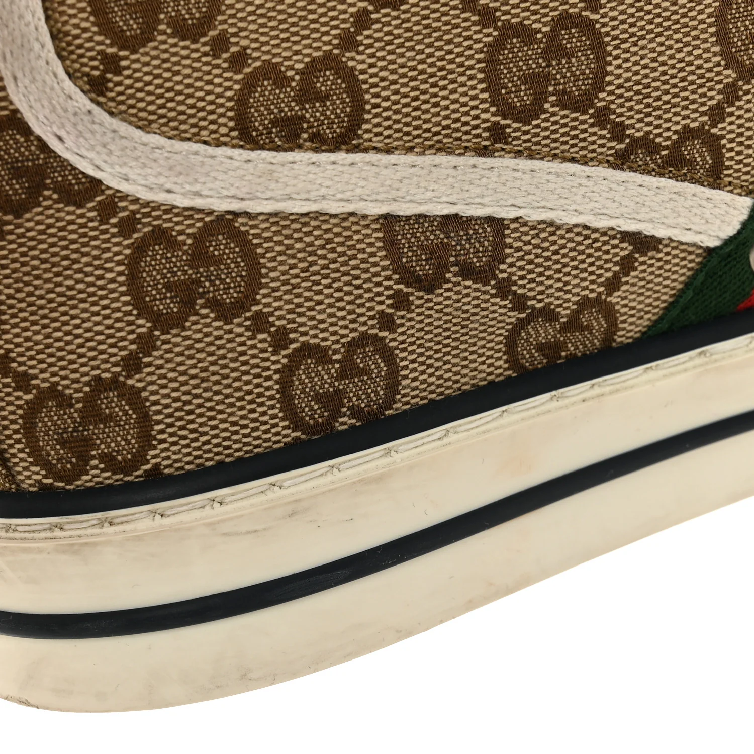 GG Monogram Web Womens 1977 Tennis High Top Sneakers 37 Beige Ebony Mystic White - Image 10