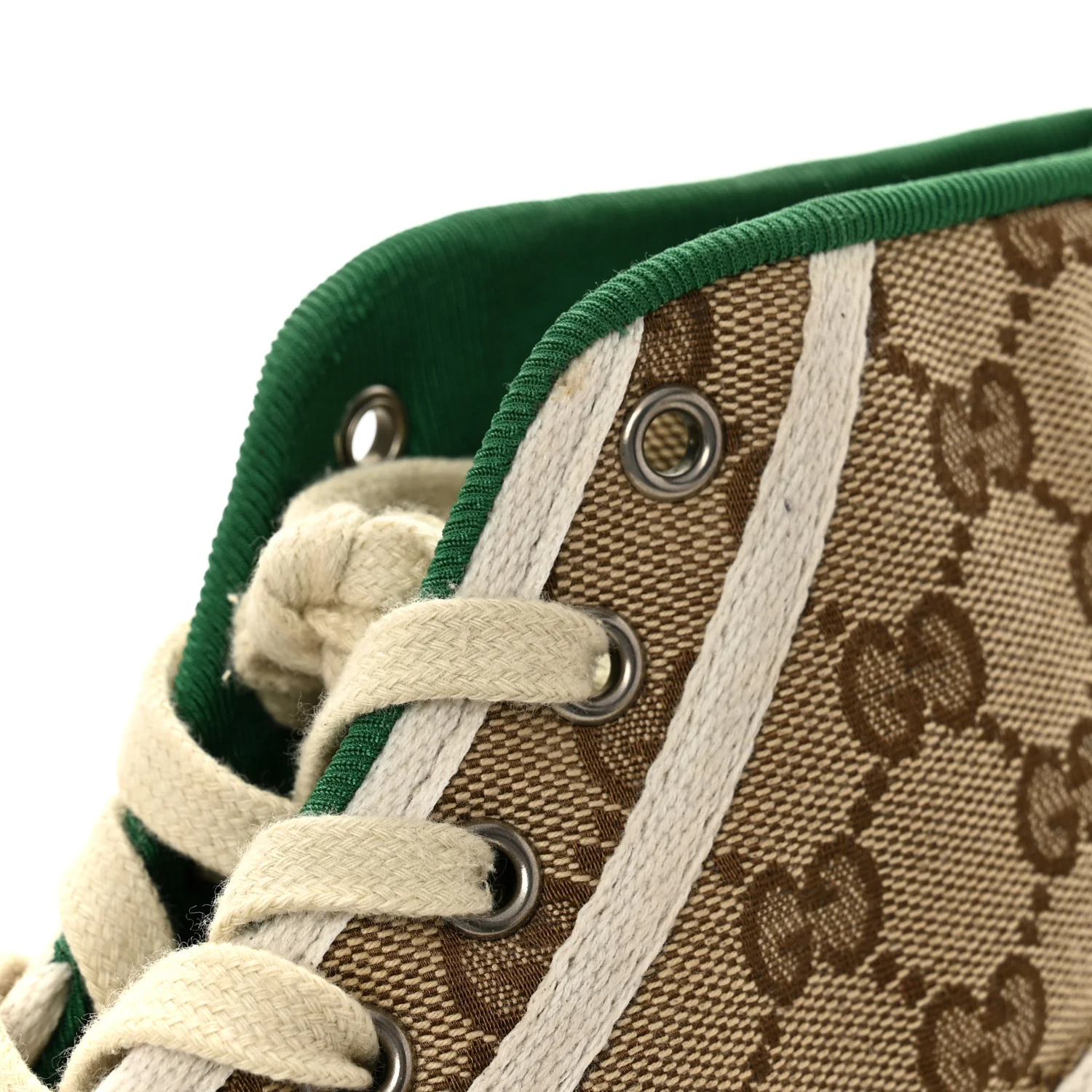GG Monogram Web Womens 1977 Tennis High Top Sneakers 37 Beige Ebony Mystic White - Image 11