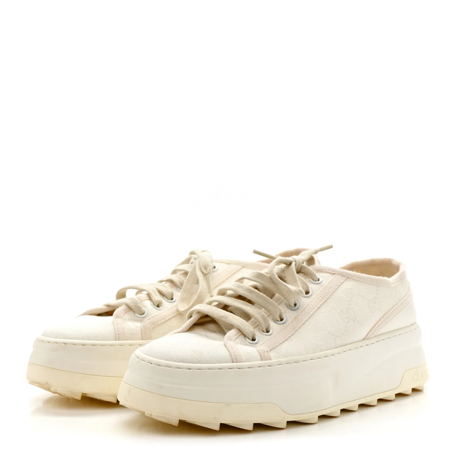 GG Monogram Womens 1977 Tennis Platform 52mm Sneakers 39.5 Great White Mystic White - Image 3