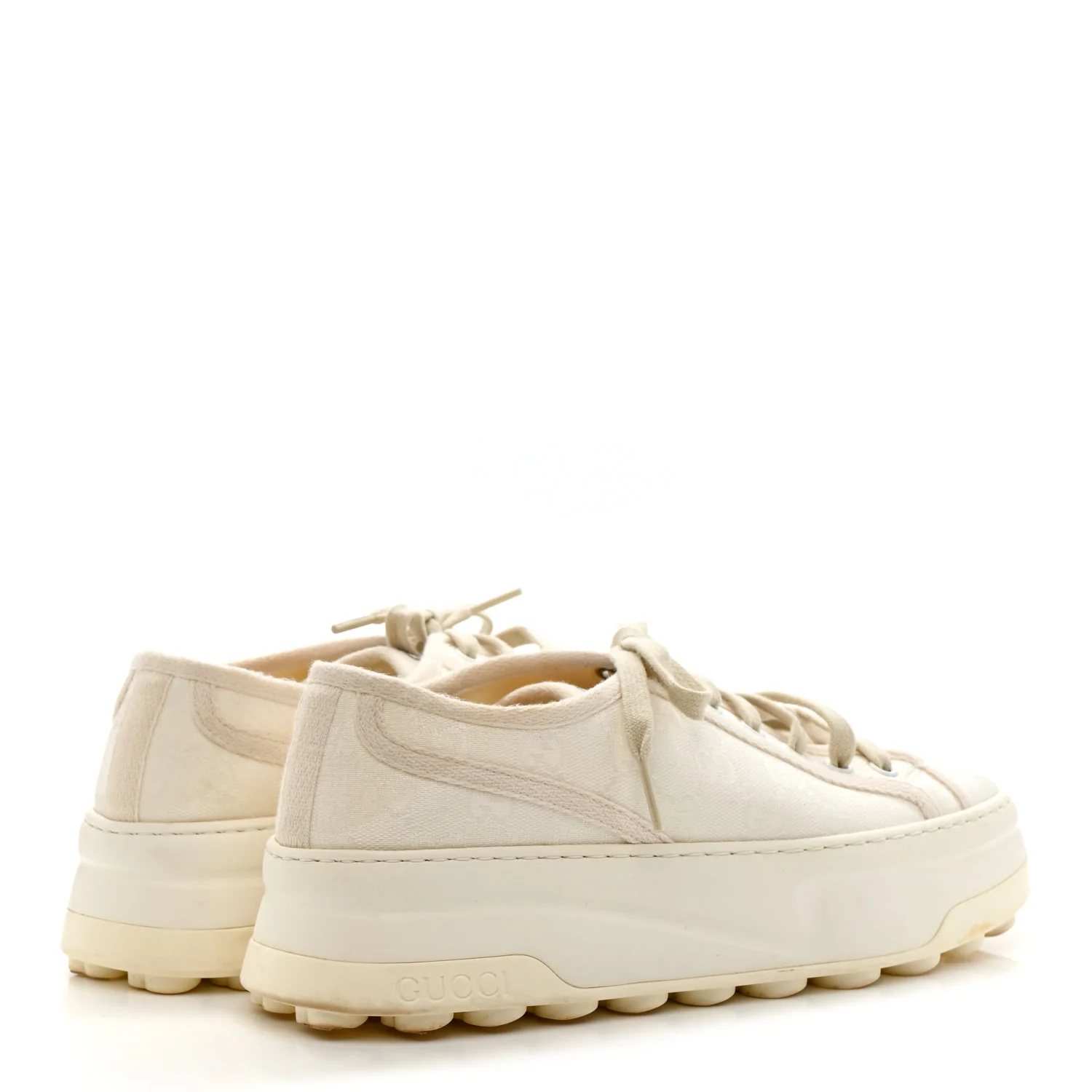 GG Monogram Womens 1977 Tennis Platform 52mm Sneakers 39.5 Great White Mystic White - Image 4