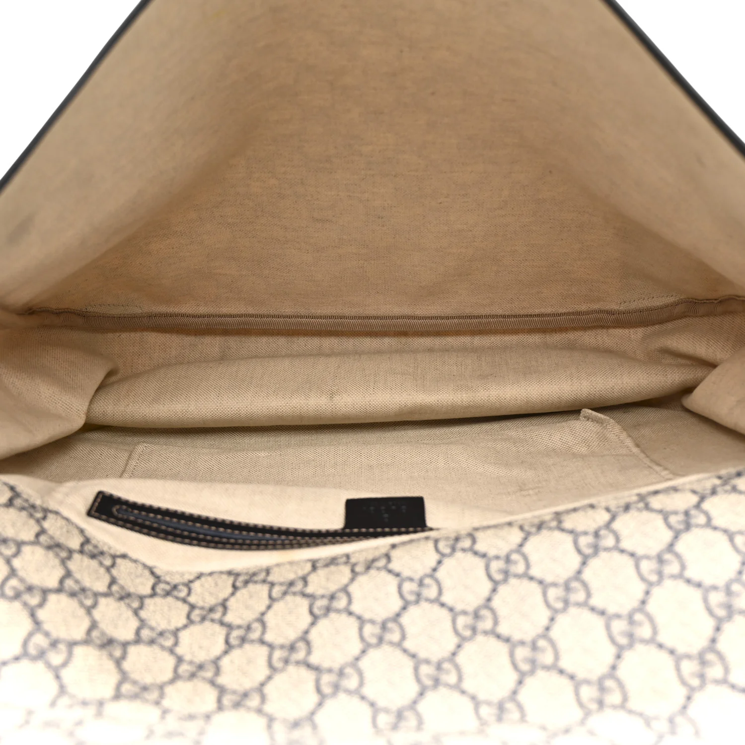 GG Plus Monogram Large Double Buckle Flap Messenger Bag Beige Navy - Image 5