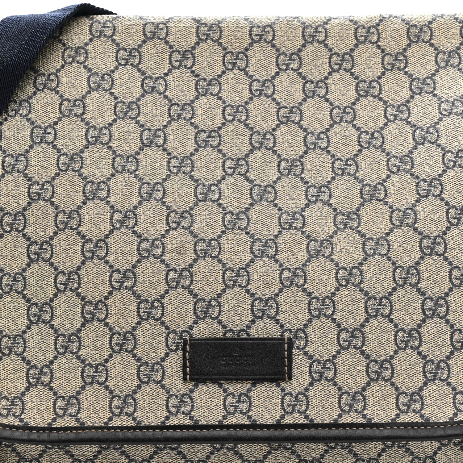 GG Plus Monogram Large Double Buckle Flap Messenger Bag Beige Navy - Image 8