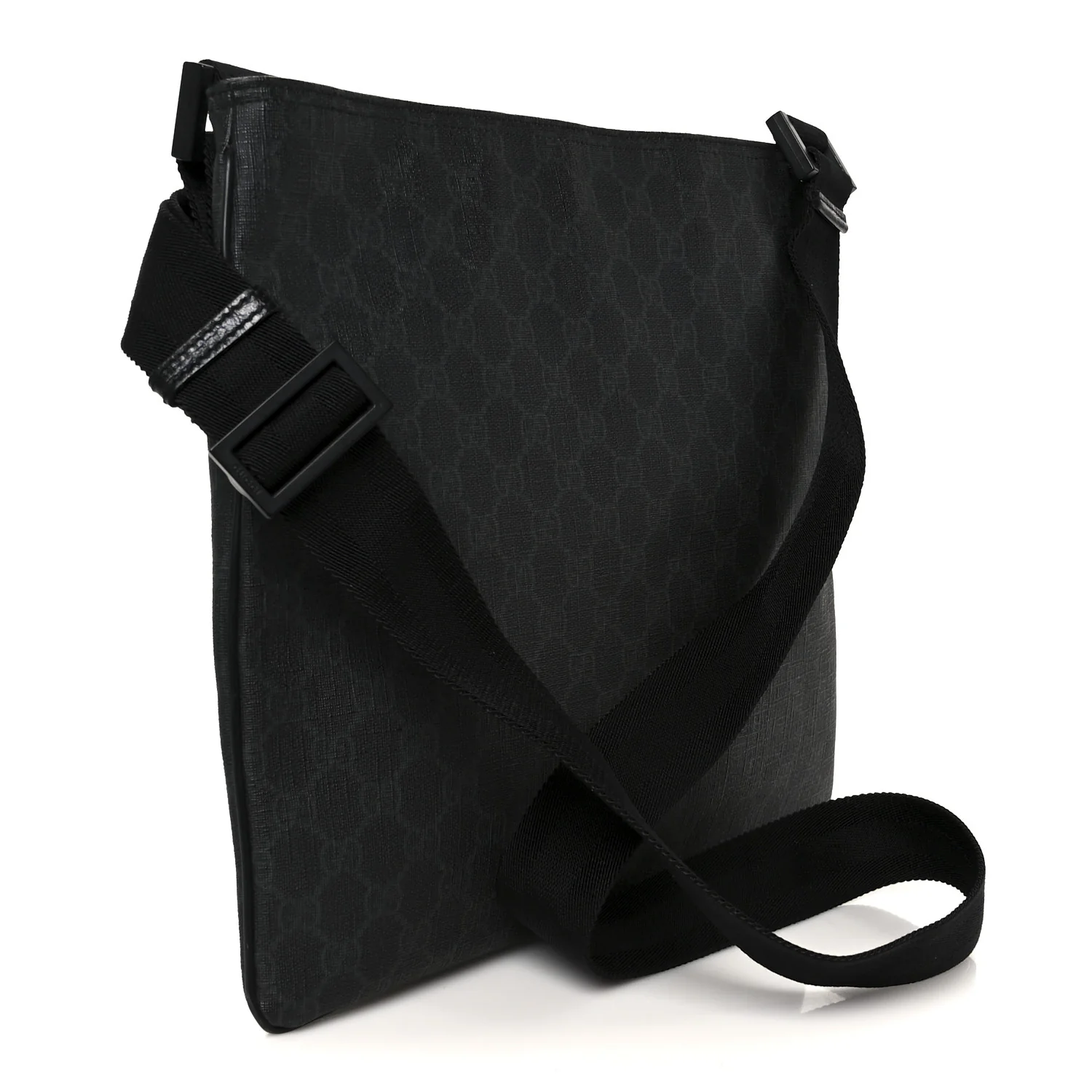 GG Plus Monogram Medium Flat Messenger Bag Black - Image 3