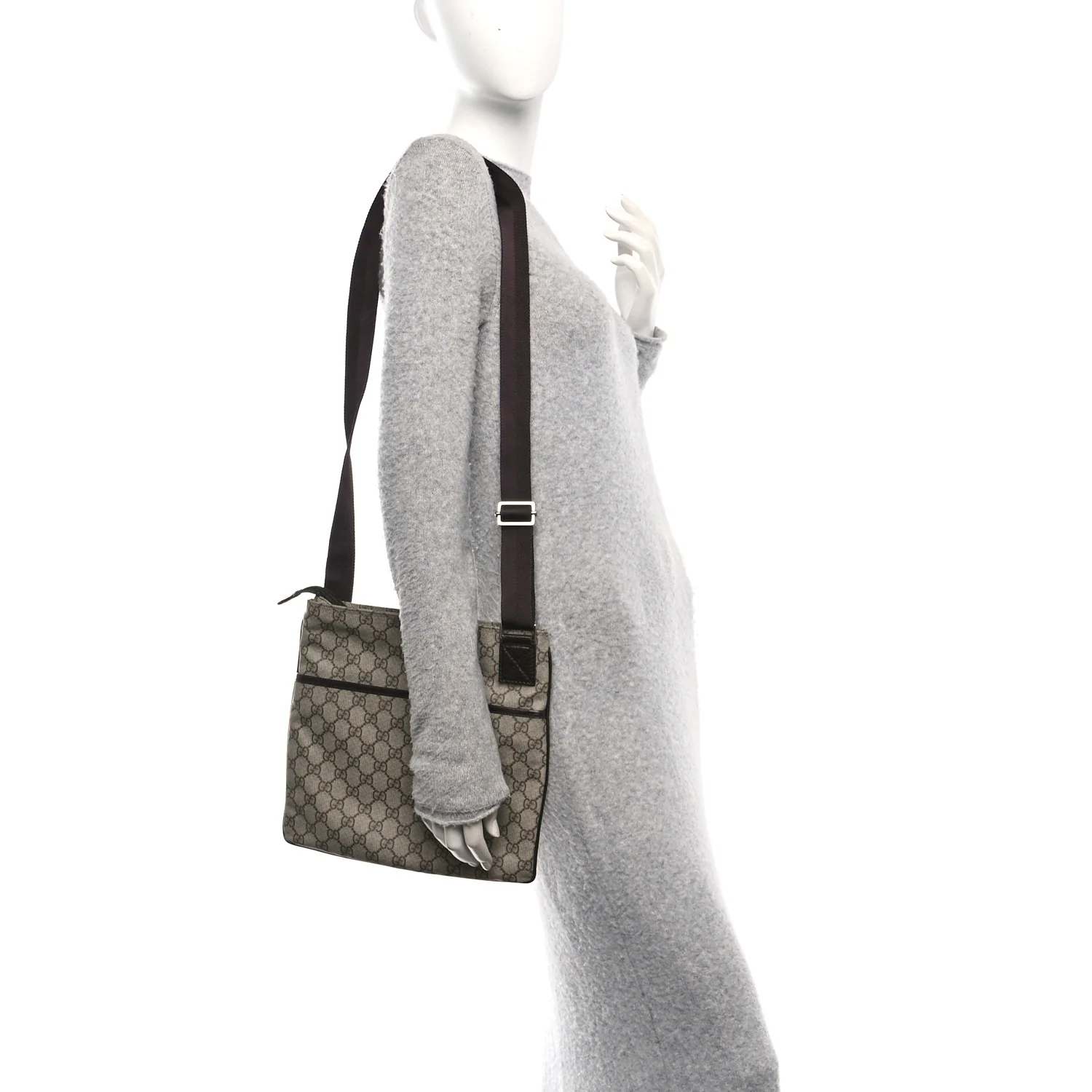 GG Plus Monogram Medium Flat Messenger Bag Dark Brown - Image 2