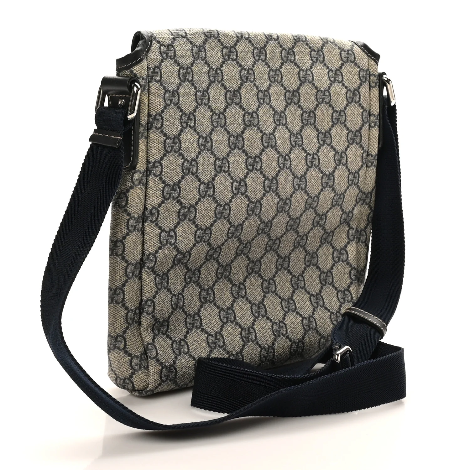GG Plus Monogram Sellieria Calfskin Small Flap Messenger Bag Beige Blue - Image 3