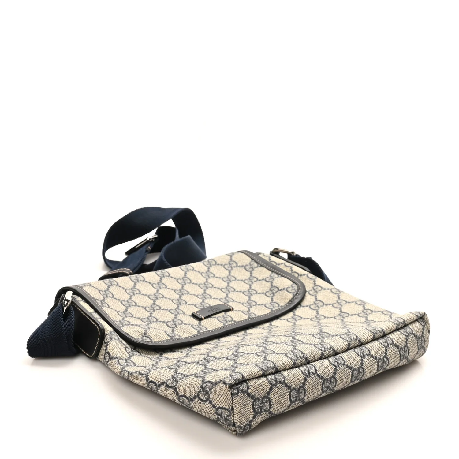 GG Plus Monogram Sellieria Calfskin Small Flap Messenger Bag Beige Blue - Image 4