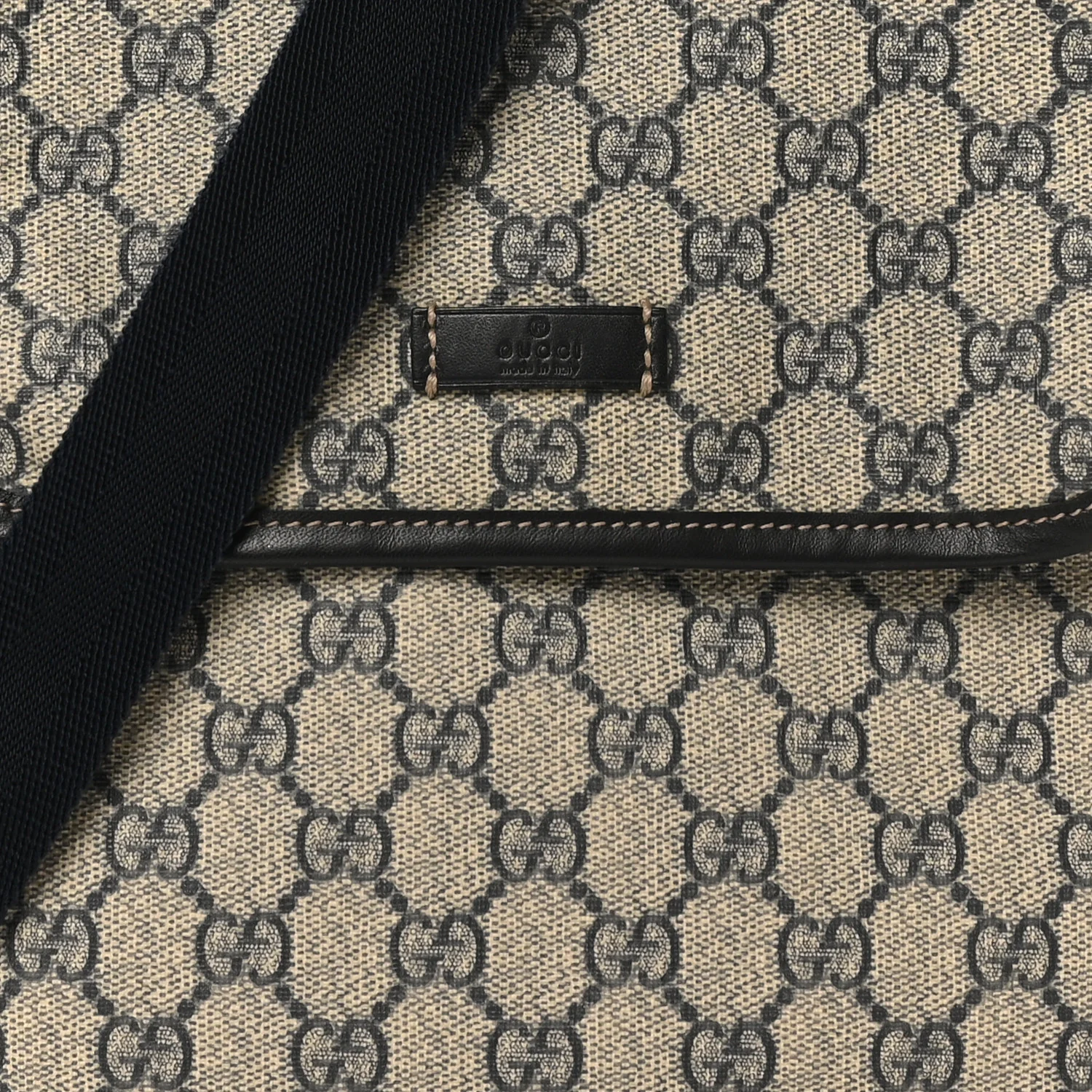 GG Plus Monogram Sellieria Calfskin Small Flap Messenger Bag Beige Blue - Image 8