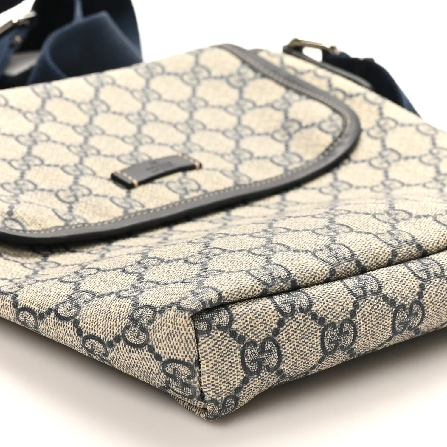 GG Plus Monogram Sellieria Calfskin Small Flap Messenger Bag Beige Blue - Image 9