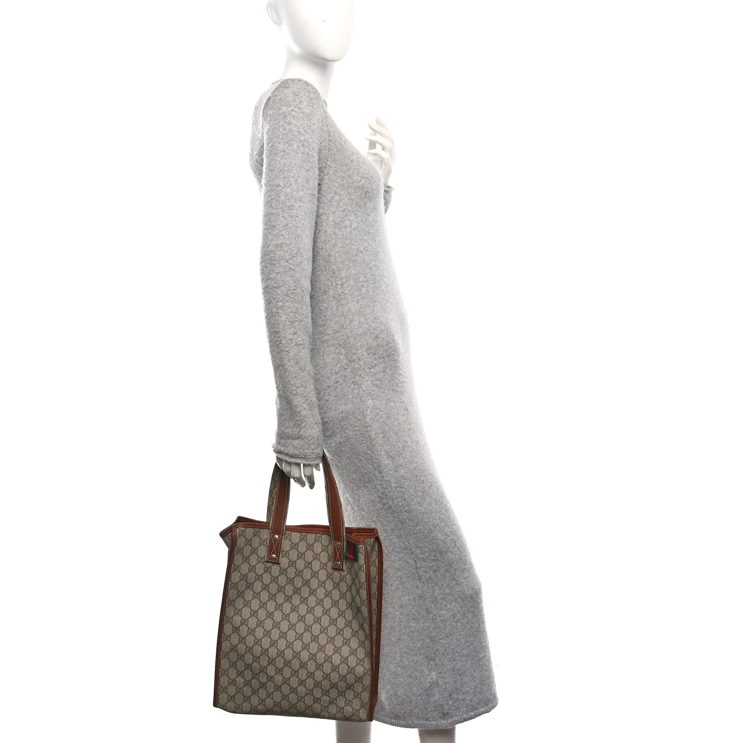 GG Plus Monogram Small Signature Web Loop Vertical Tote Light Brown - Image 2