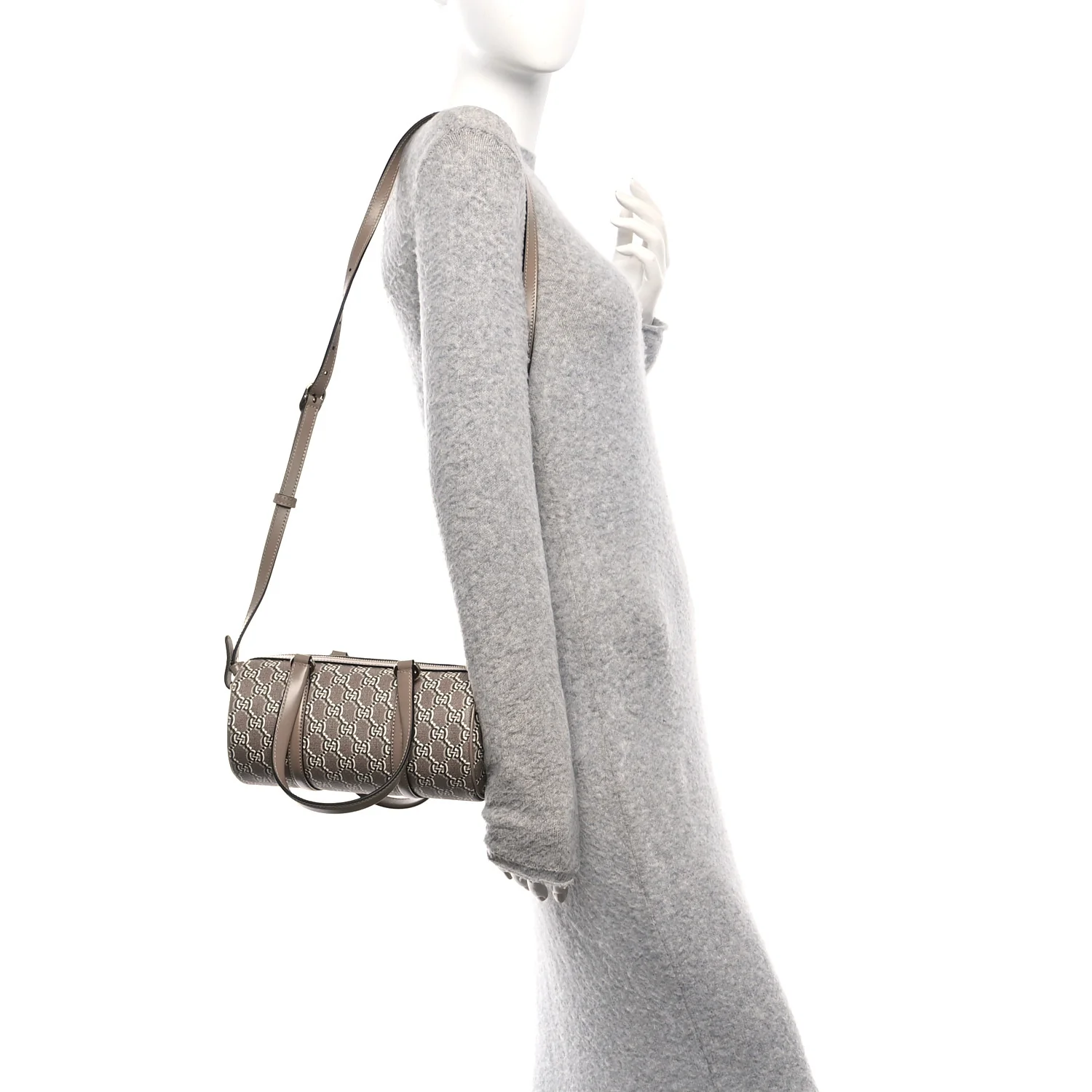 GG Shadow Monogram Ophidia Top Handle Bowler Bag Taupe - Image 2