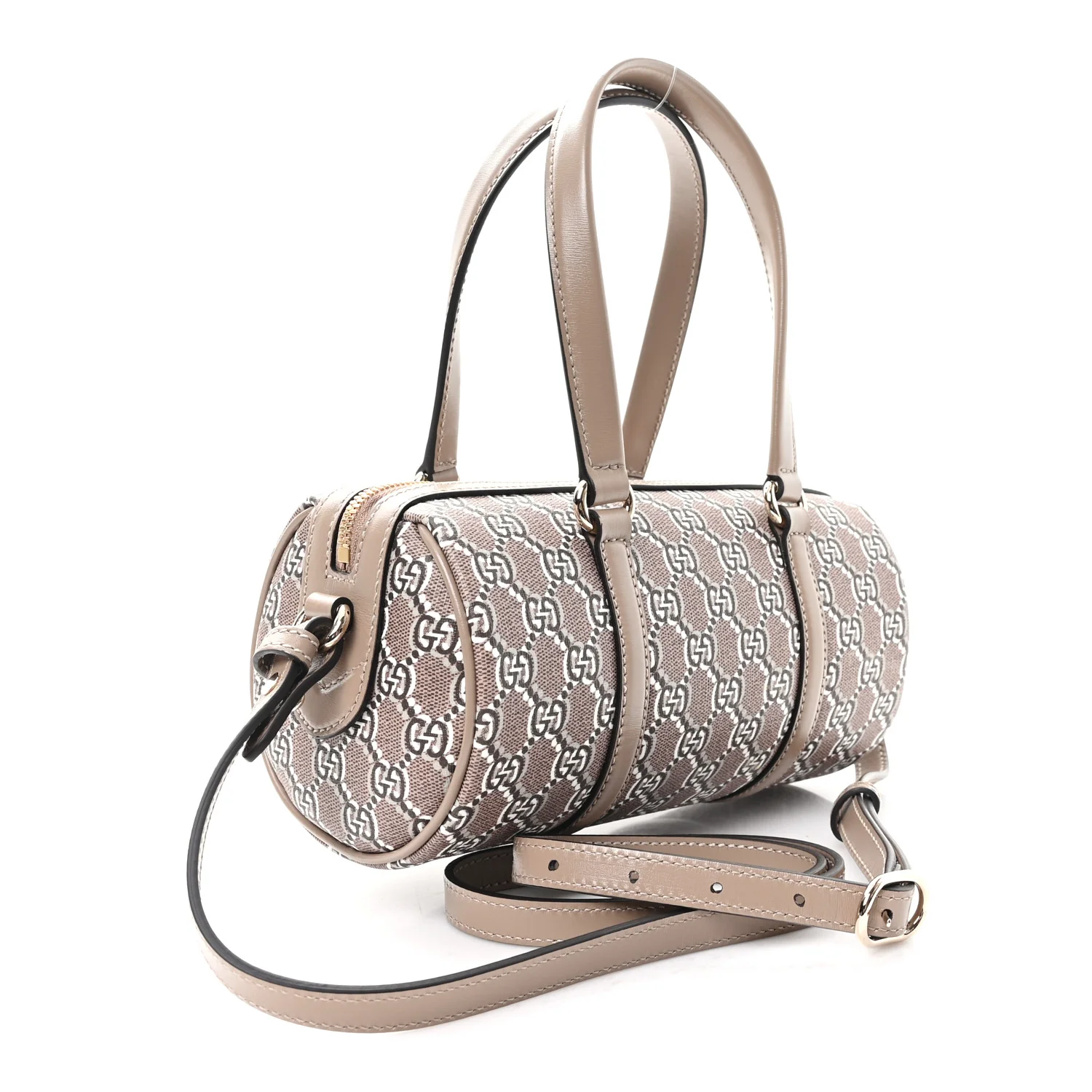 GG Shadow Monogram Ophidia Top Handle Bowler Bag Taupe - Image 3