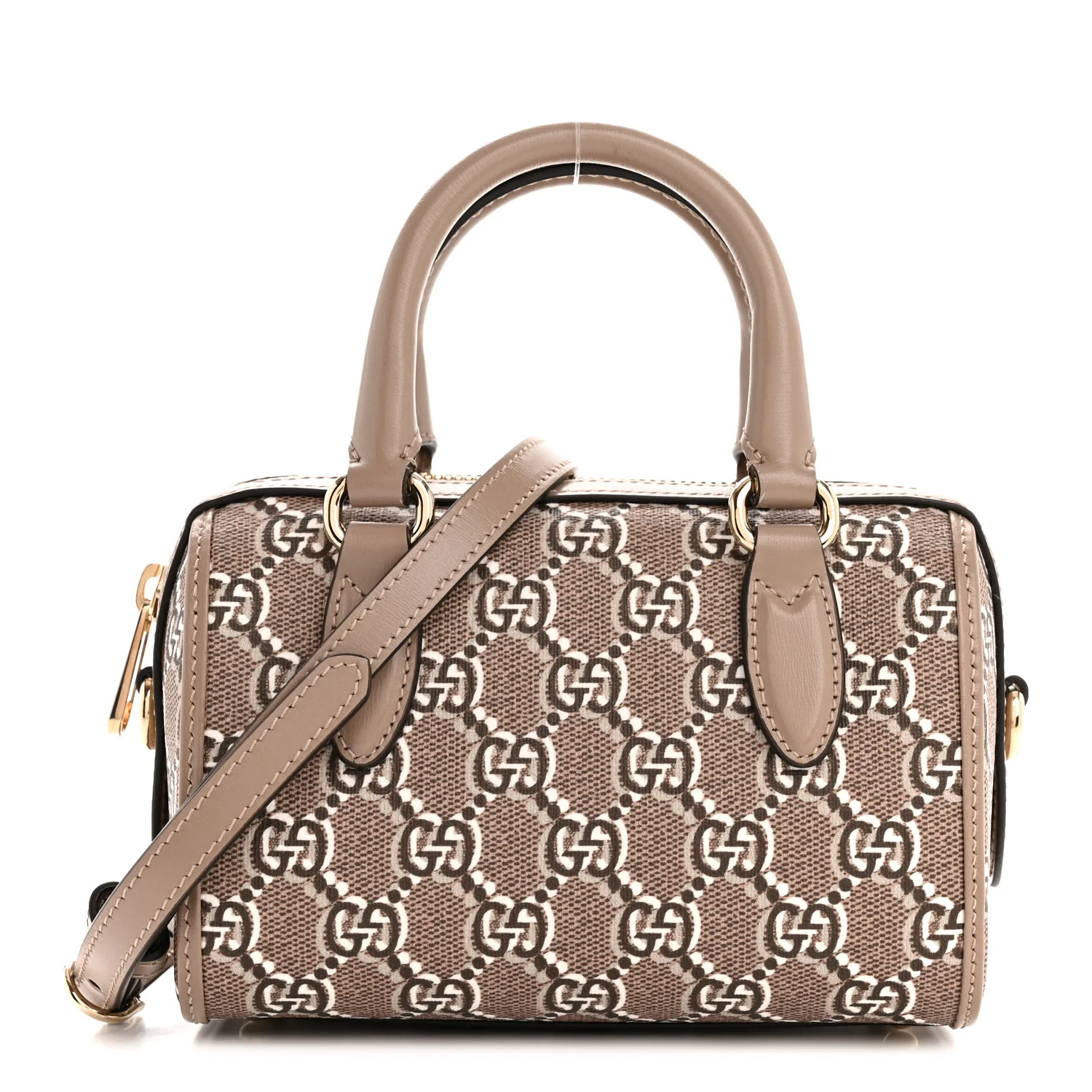 GG Shadow Monogram Super Mini Ophidia Top Handle Bowler Bag Taupe