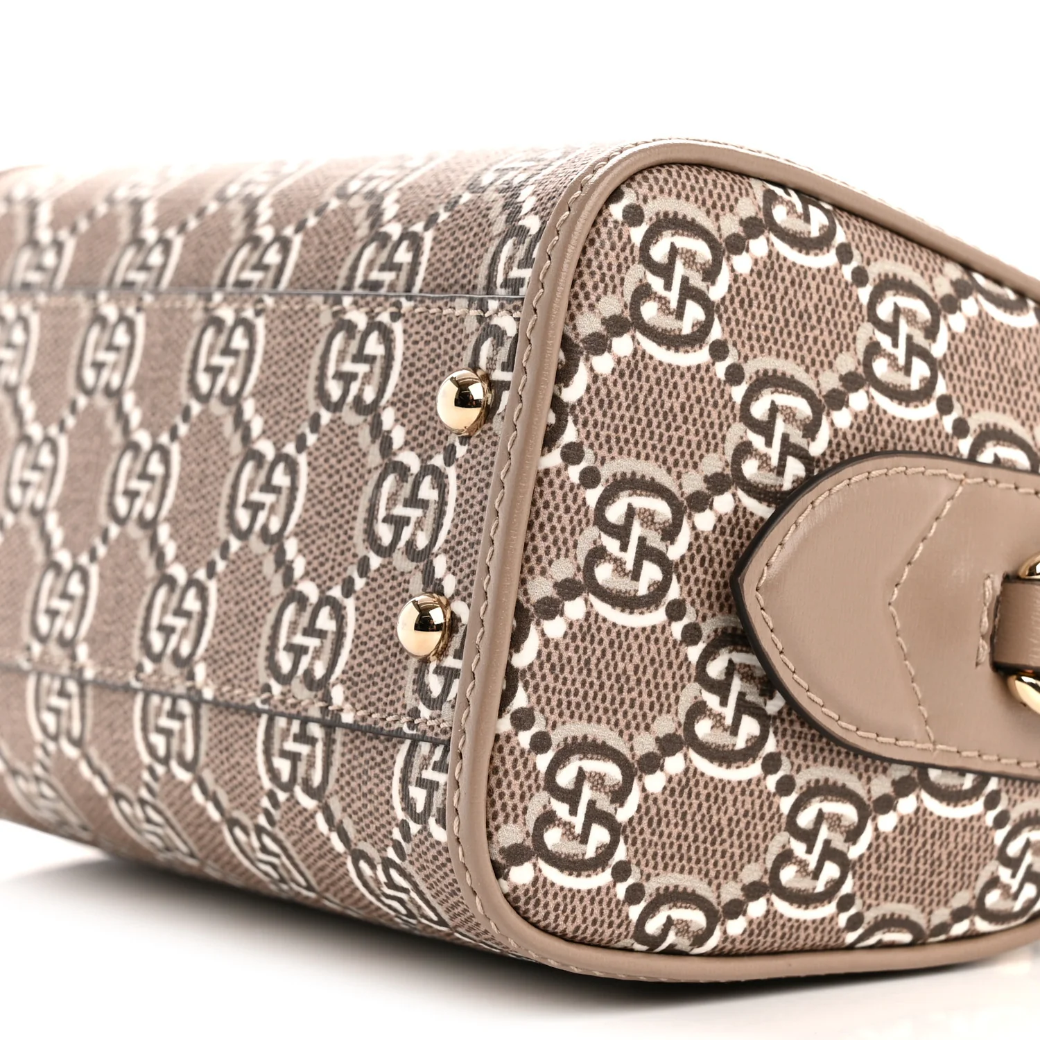 GG Shadow Monogram Super Mini Ophidia Top Handle Bowler Bag Taupe - Image 10