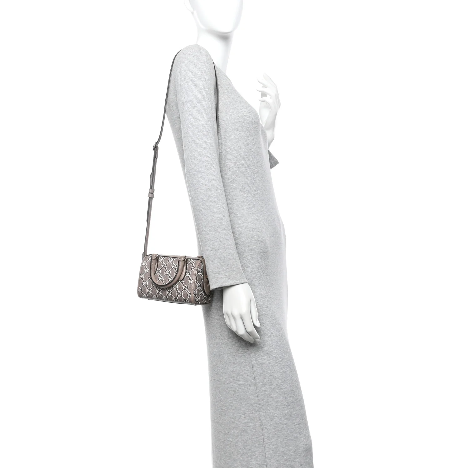 GG Shadow Monogram Super Mini Ophidia Top Handle Bowler Bag Taupe - Image 2
