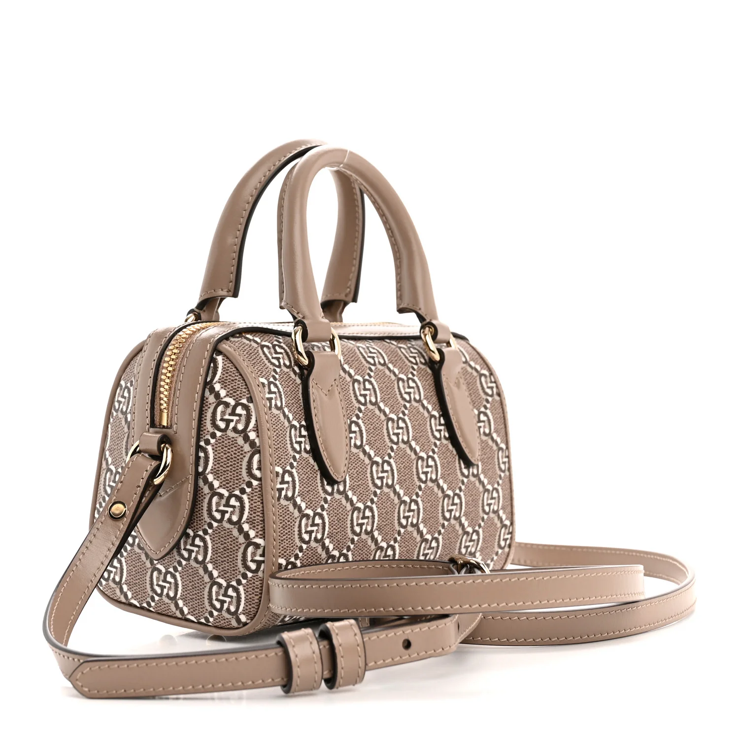 GG Shadow Monogram Super Mini Ophidia Top Handle Bowler Bag Taupe - Image 3