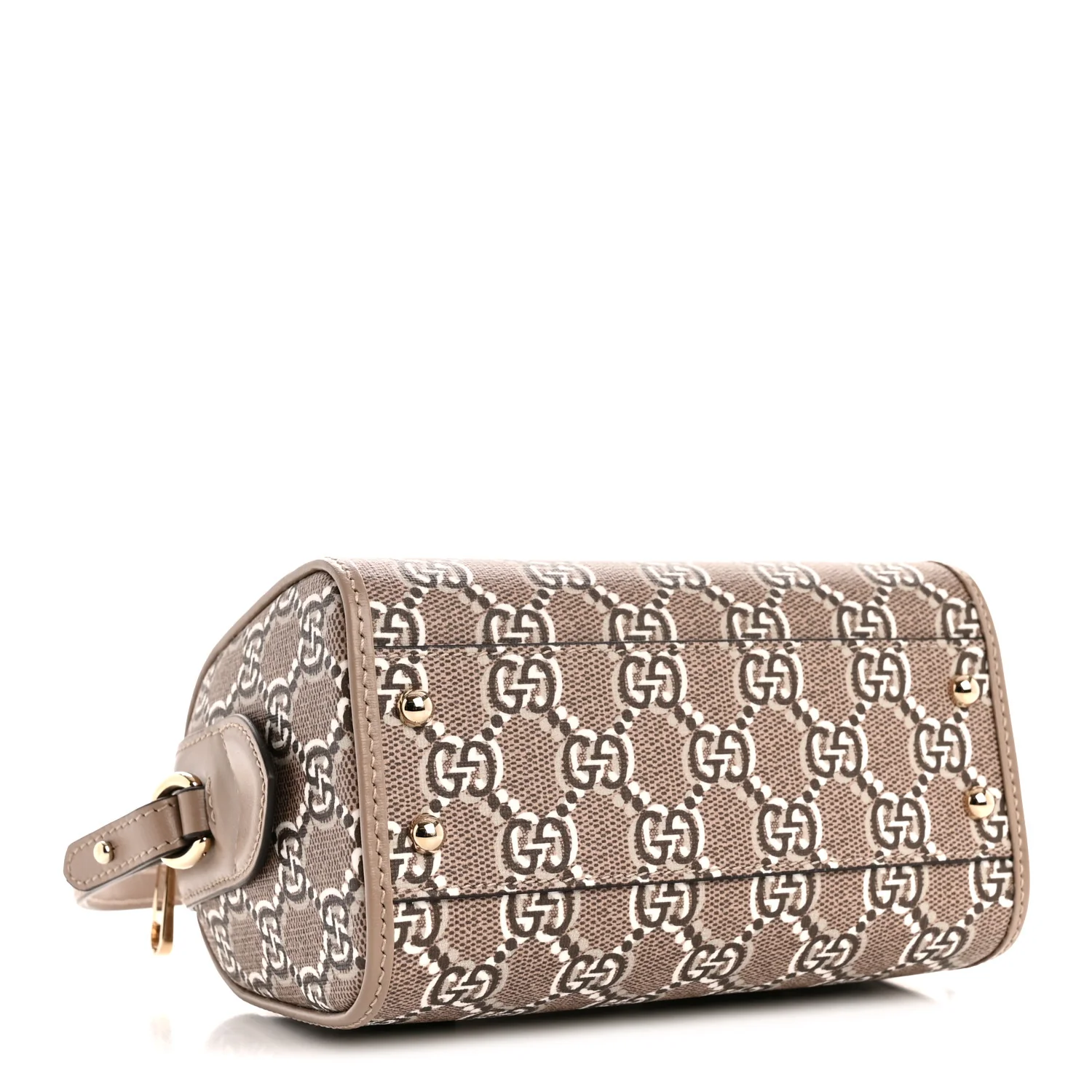 GG Shadow Monogram Super Mini Ophidia Top Handle Bowler Bag Taupe - Image 4