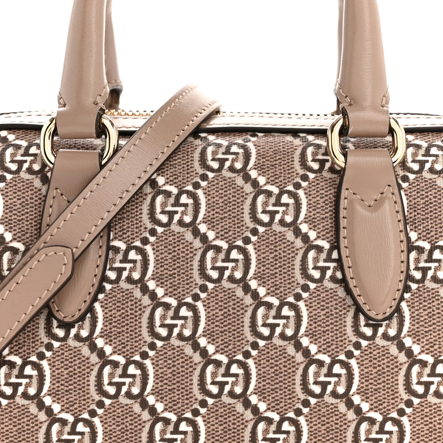 GG Shadow Monogram Super Mini Ophidia Top Handle Bowler Bag Taupe - Image 8