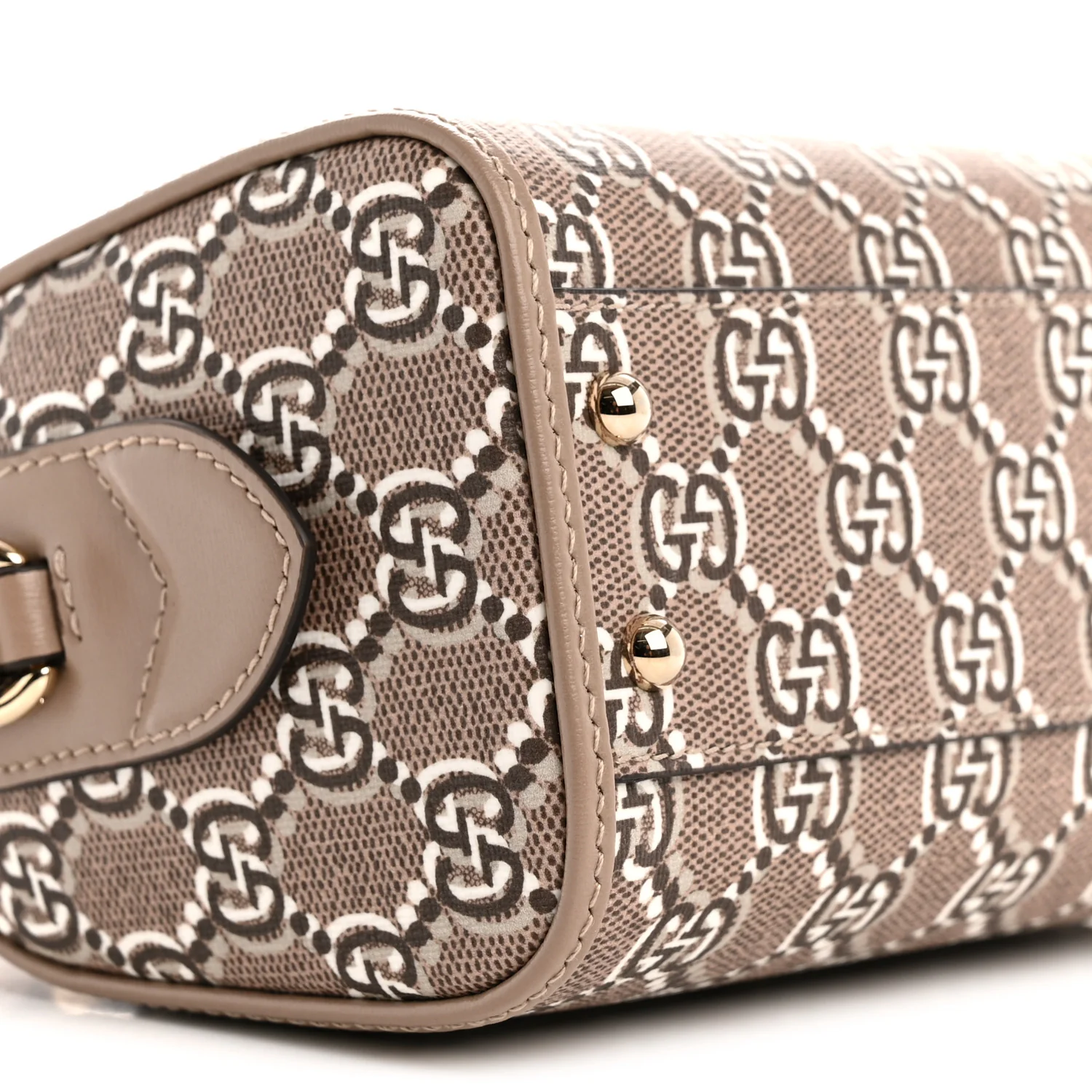 GG Shadow Monogram Super Mini Ophidia Top Handle Bowler Bag Taupe - Image 9