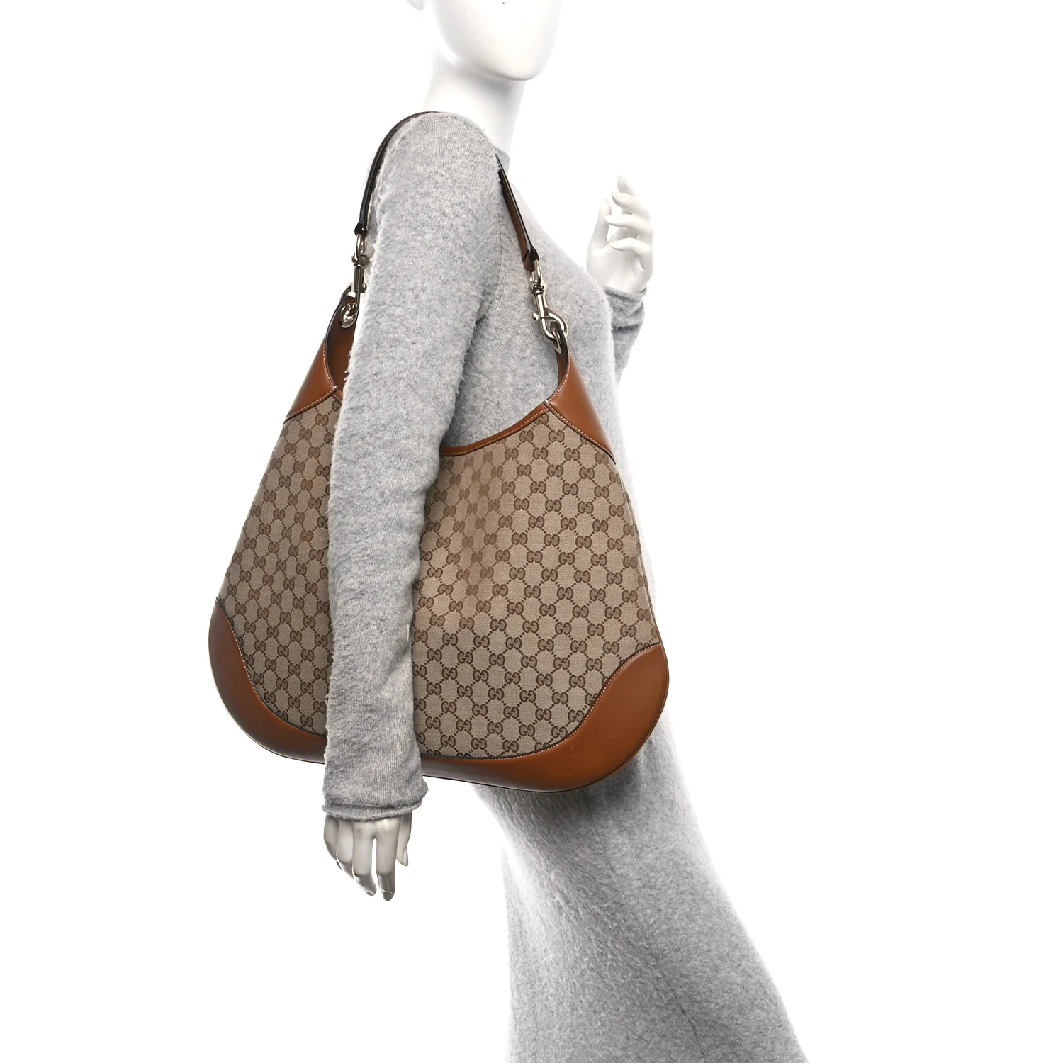 GG Supreme B Large Shoulder Bag Beige Dark Brown - Image 2