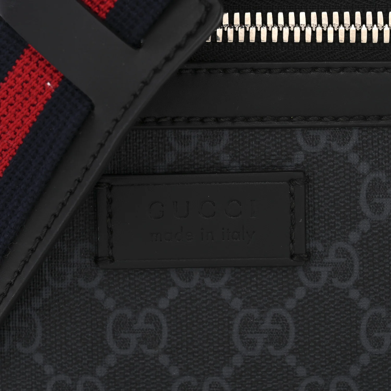 GG Supreme Monogram Appia Calfskin Web Small Camera Messenger Bag Black Grey - Image 8