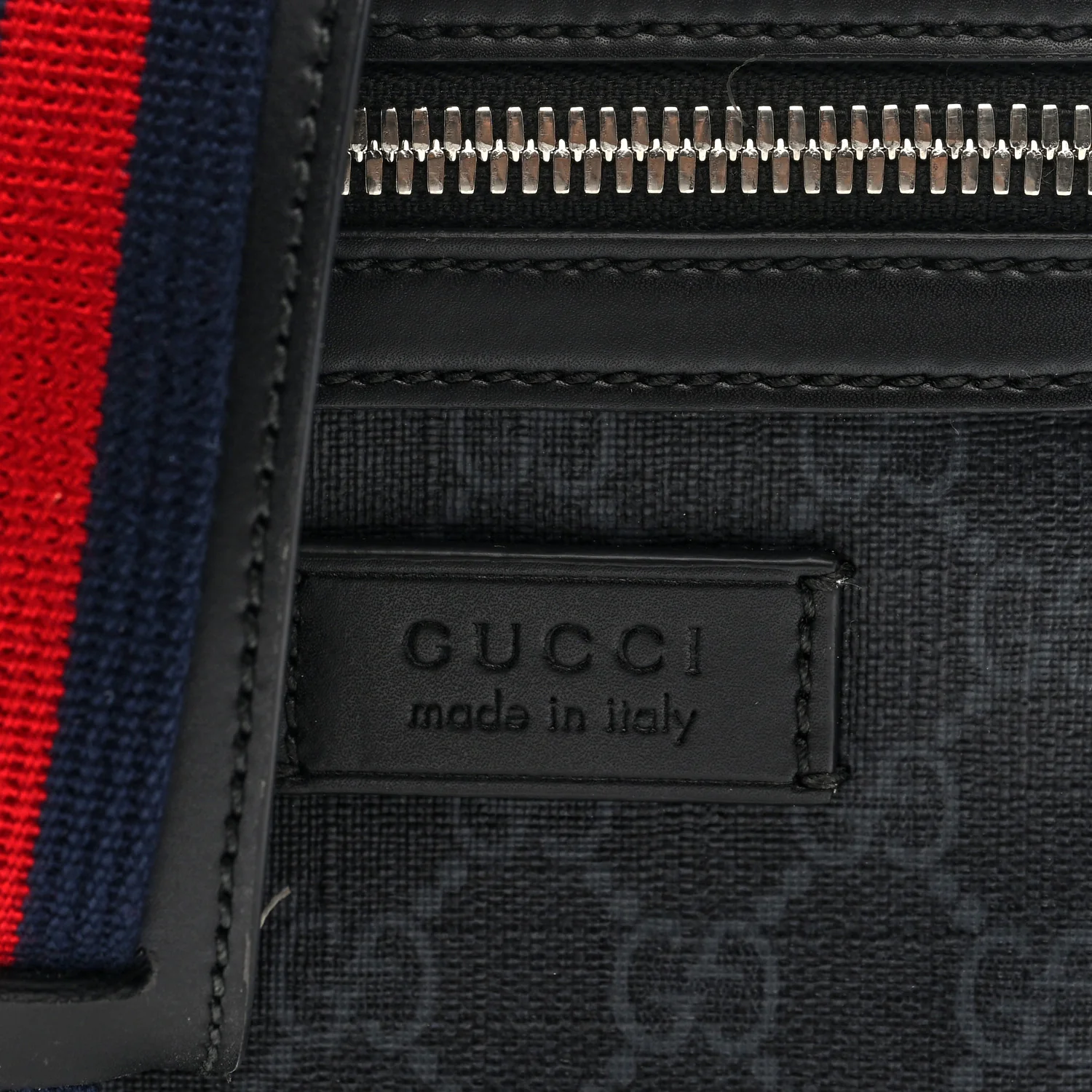 GG Supreme Monogram Appia Calfskin Web Small Camera Messenger Bag Black Grey - Image 8