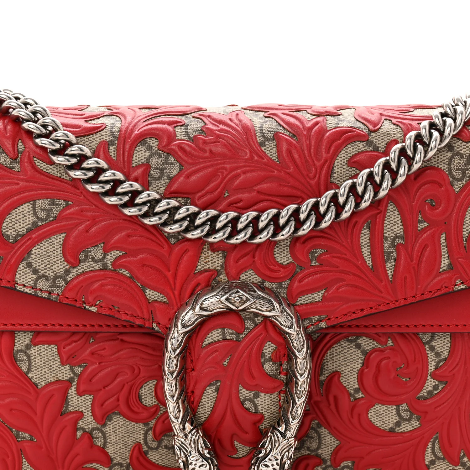 GG Supreme Monogram Arabesque Dionysus Shoulder Bag Hibiscus Red - Image 9