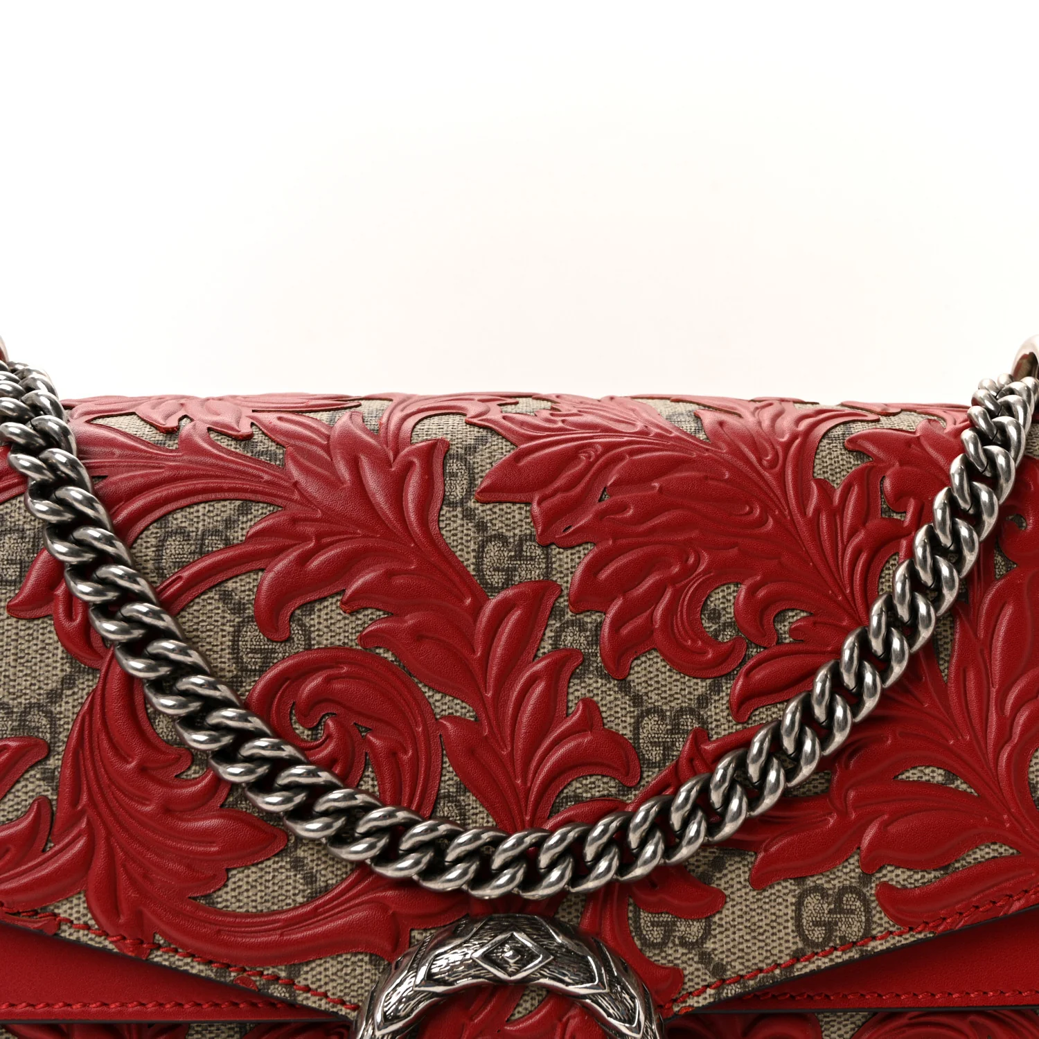 GG Supreme Monogram Arabesque Medium Dionysus Shoulder Bag Hibiscus Red - Image 8