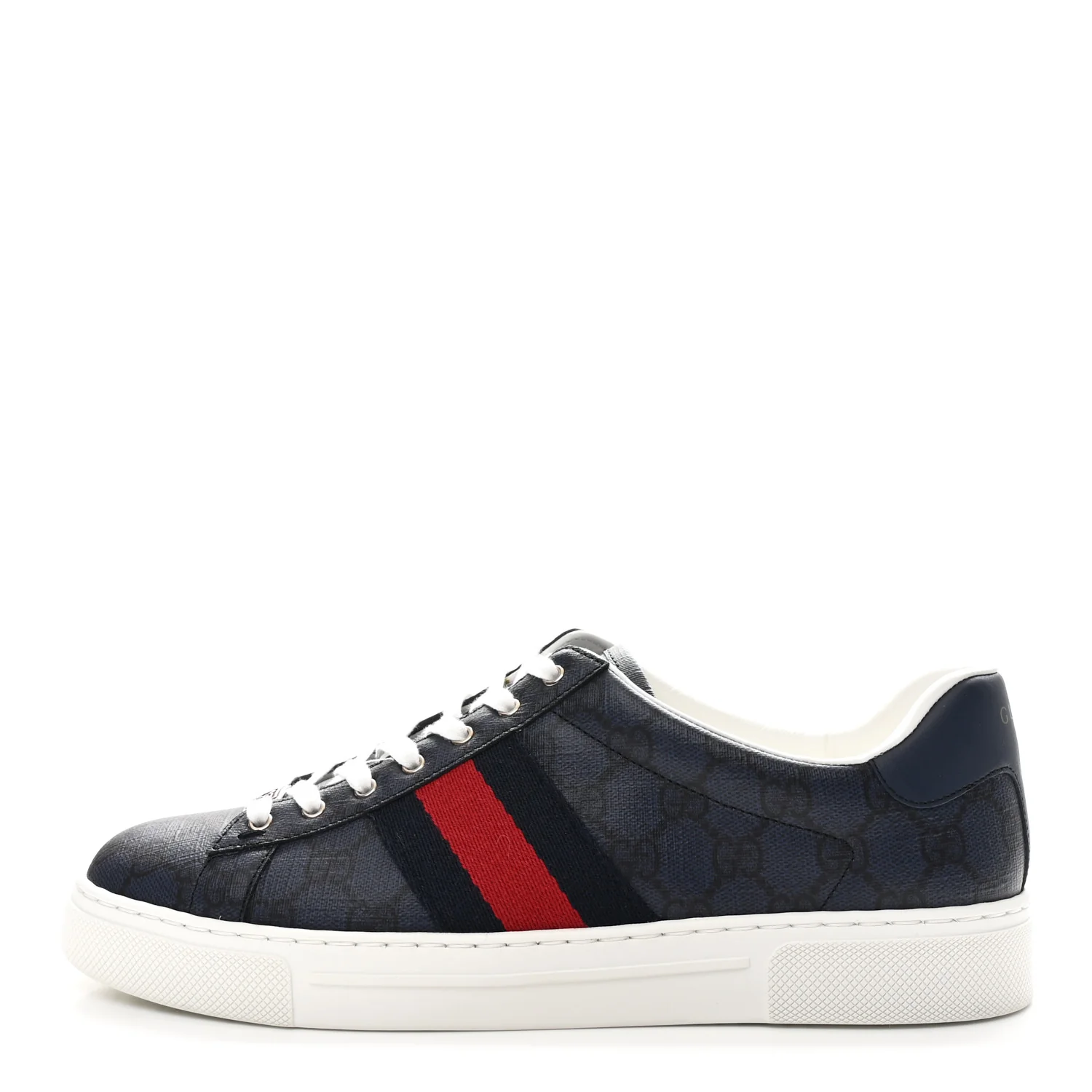 GG Supreme Monogram Ayers Web Mens New Ace Sneakers 8 Dark Blue