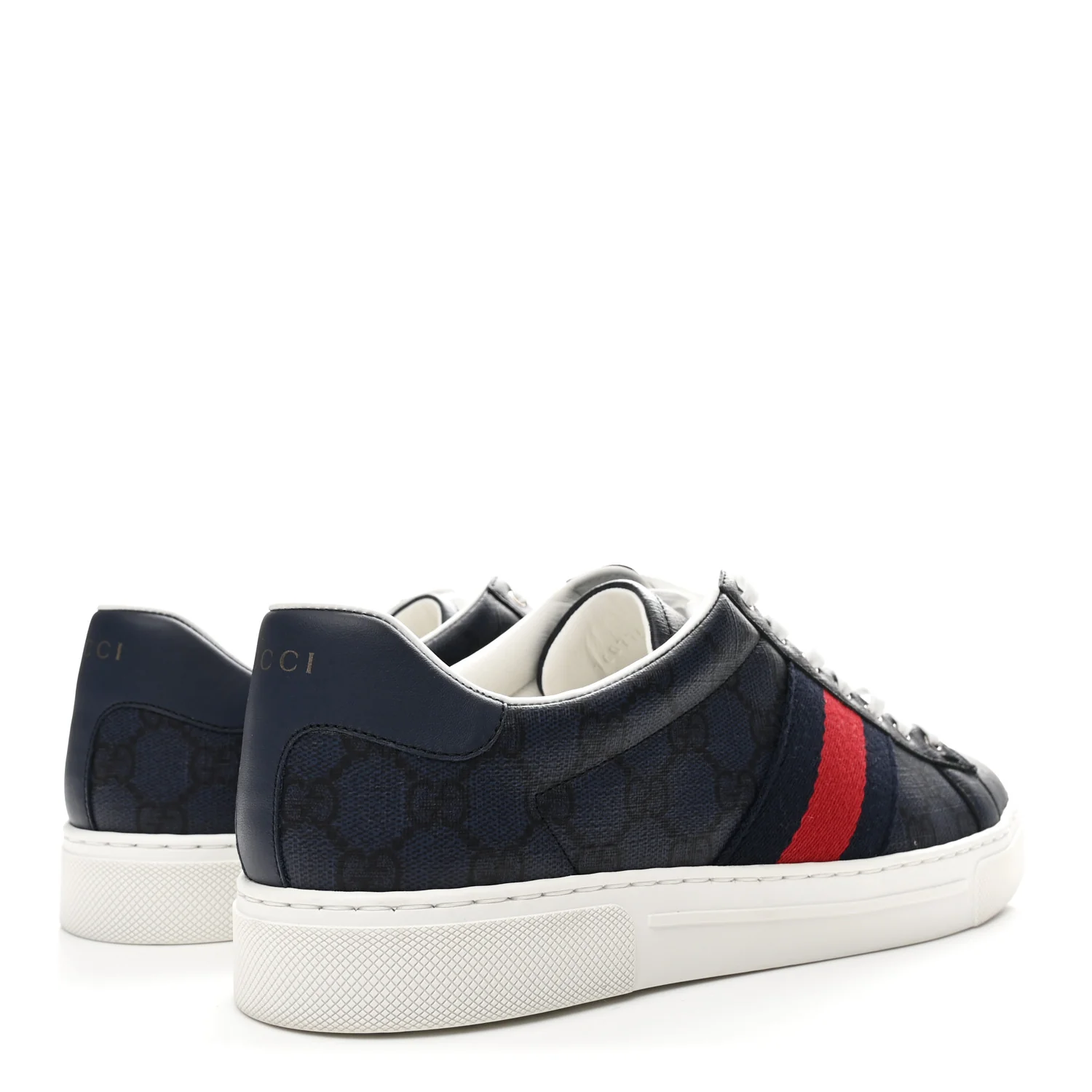 GG Supreme Monogram Ayers Web Mens New Ace Sneakers 8 Dark Blue - Image 5