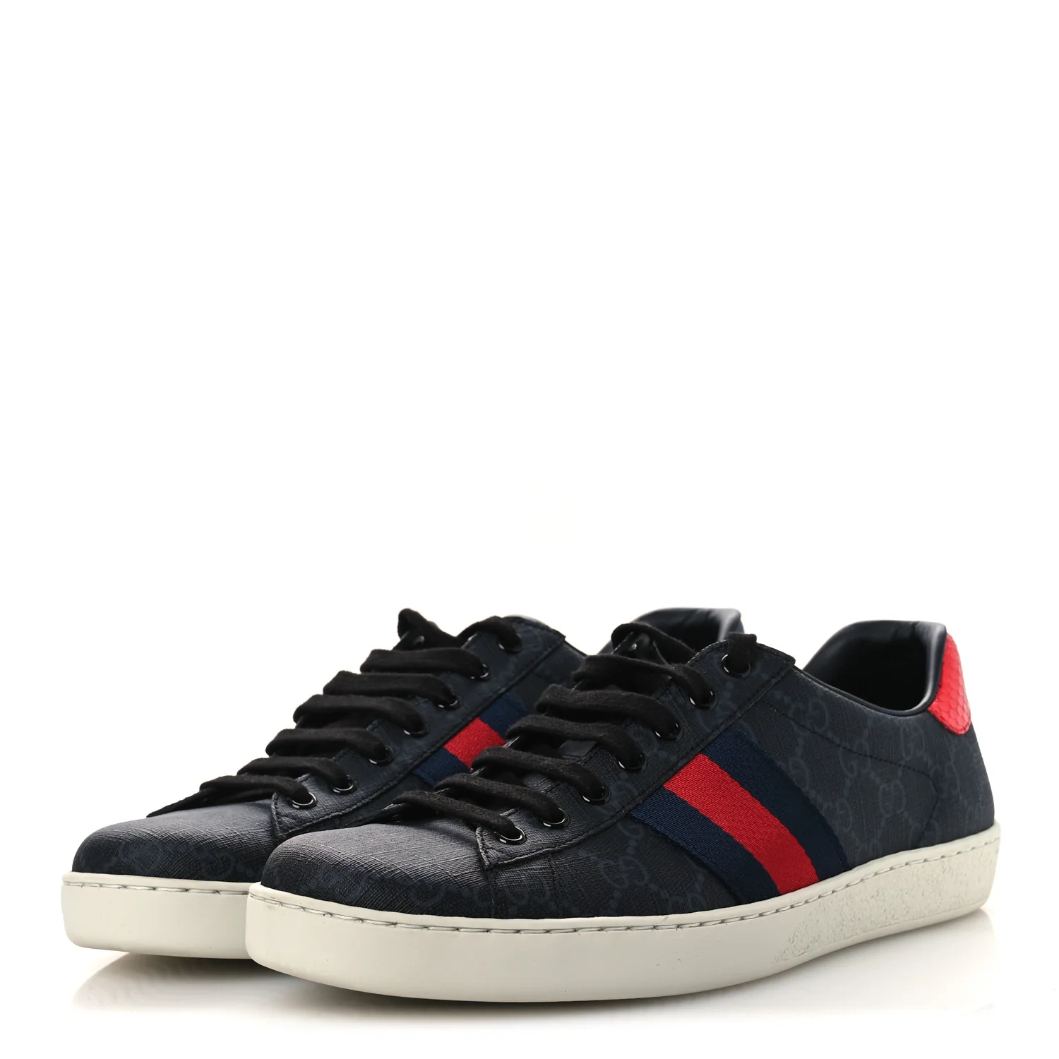 GG Supreme Monogram Ayers Web Mens New Ace Sneakers 9 Black - Image 4