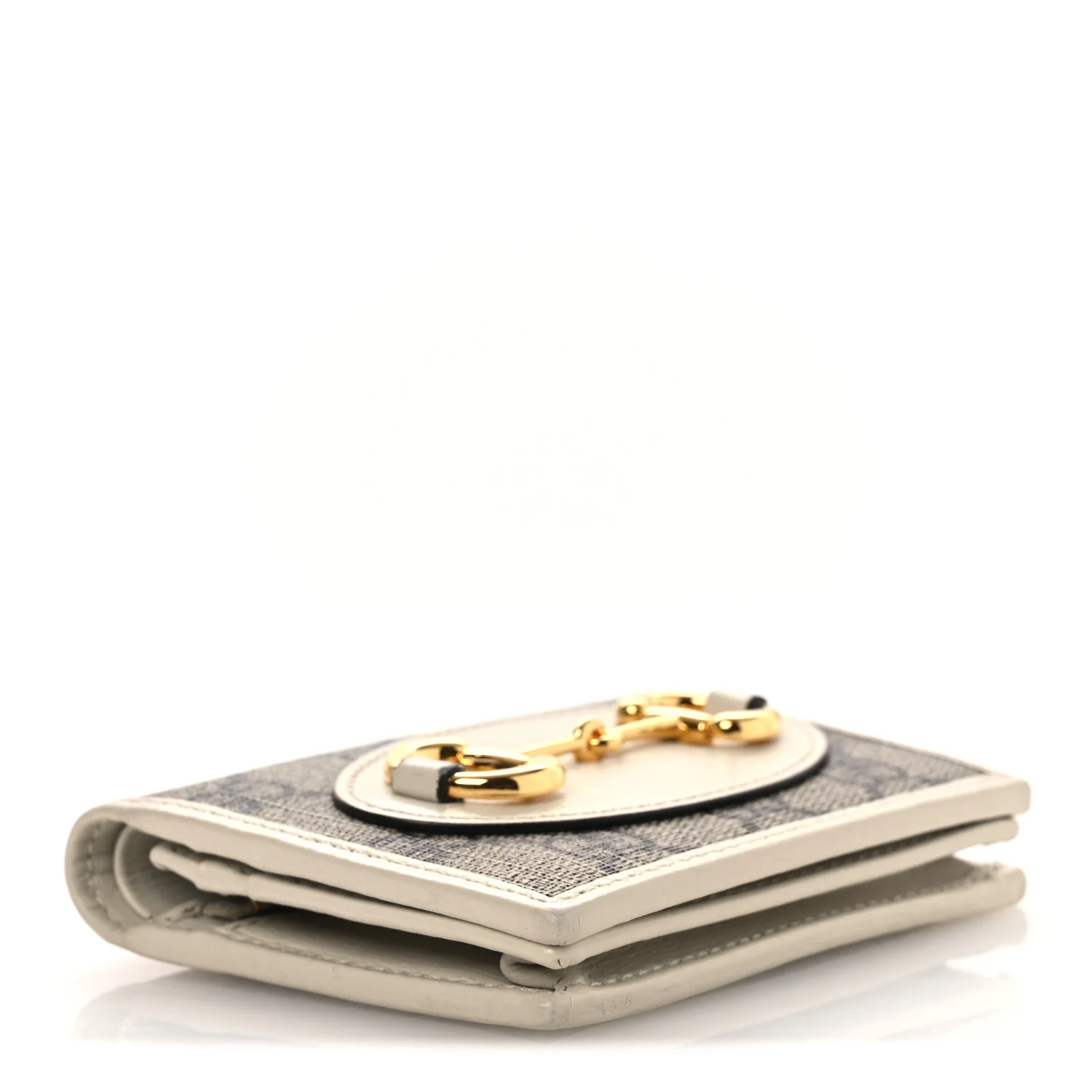 GG Supreme Monogram Azalea Calfskin Horsebit 1955 Card Case Wallet Beige Ebony Mystic White - Image 4