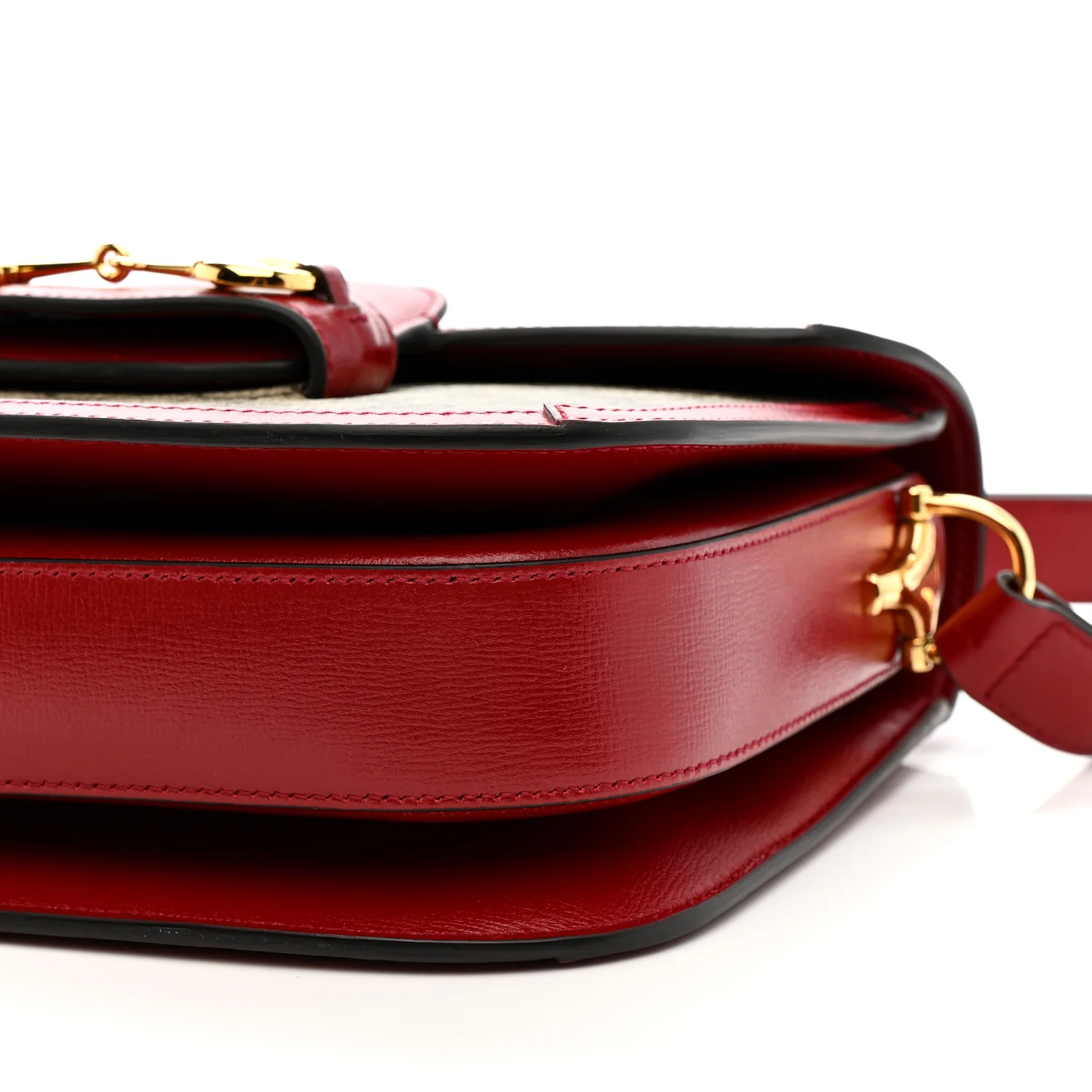 GG Supreme Monogram Azalea Calfskin Horsebit 1955 Shoulder Bag Beige Ebony New Cherry Red - Image 11