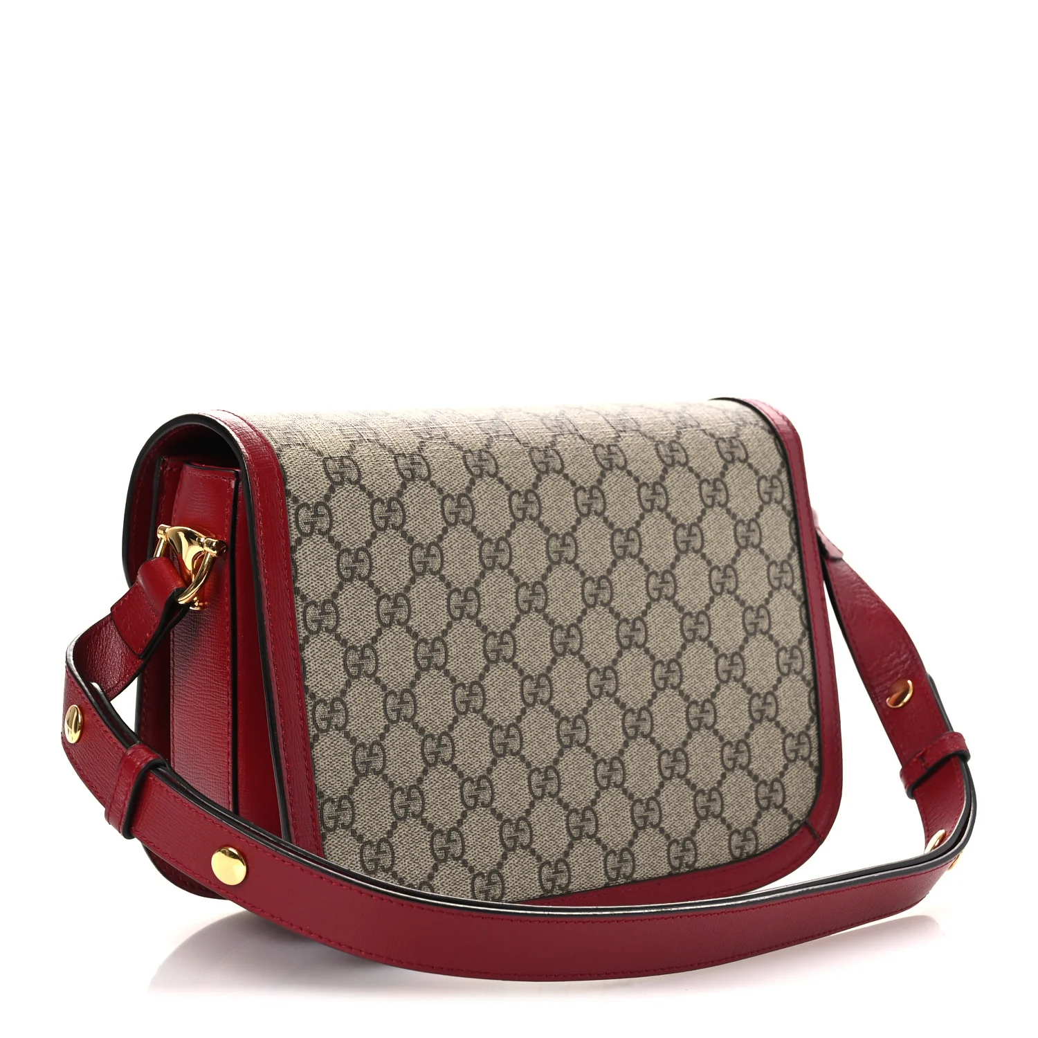 GG Supreme Monogram Azalea Calfskin Horsebit 1955 Shoulder Bag Beige Ebony New Cherry Red - Image 3