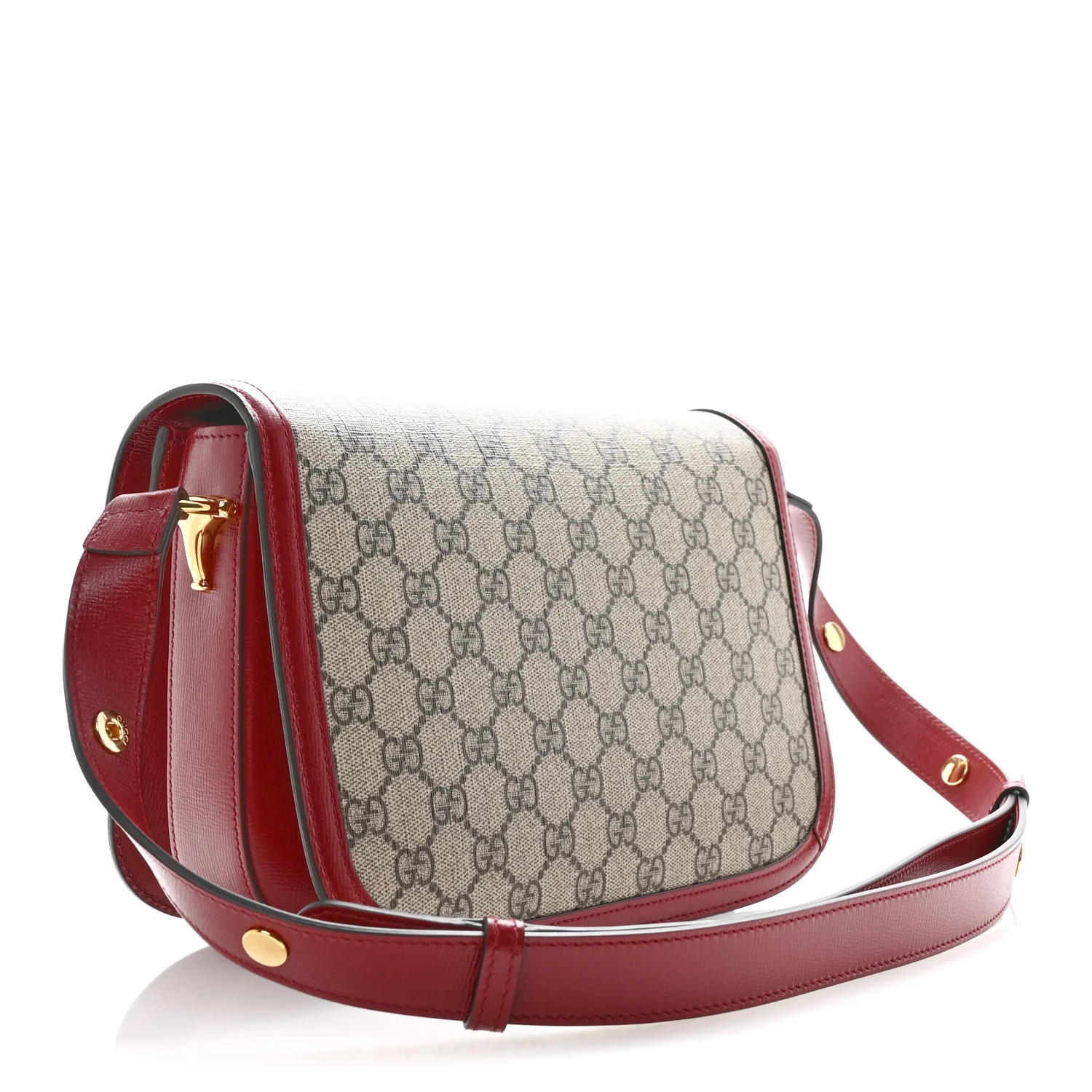 GG Supreme Monogram Azalea Calfskin Horsebit 1955 Shoulder Bag Beige Ebony New Cherry Red - Image 3